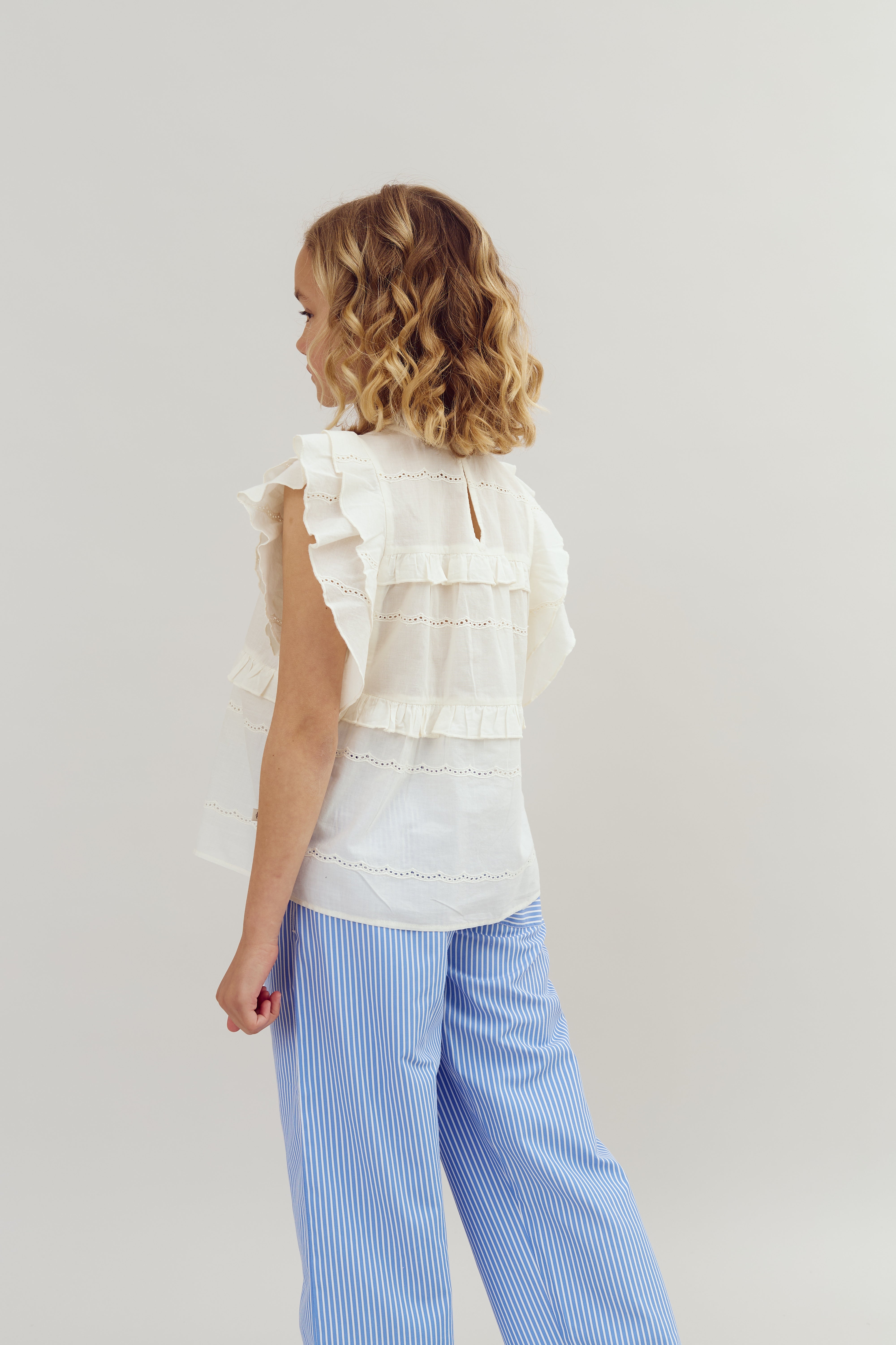 Mouwloze blouse met ruches - Tween - Off White | 100487 Frida
