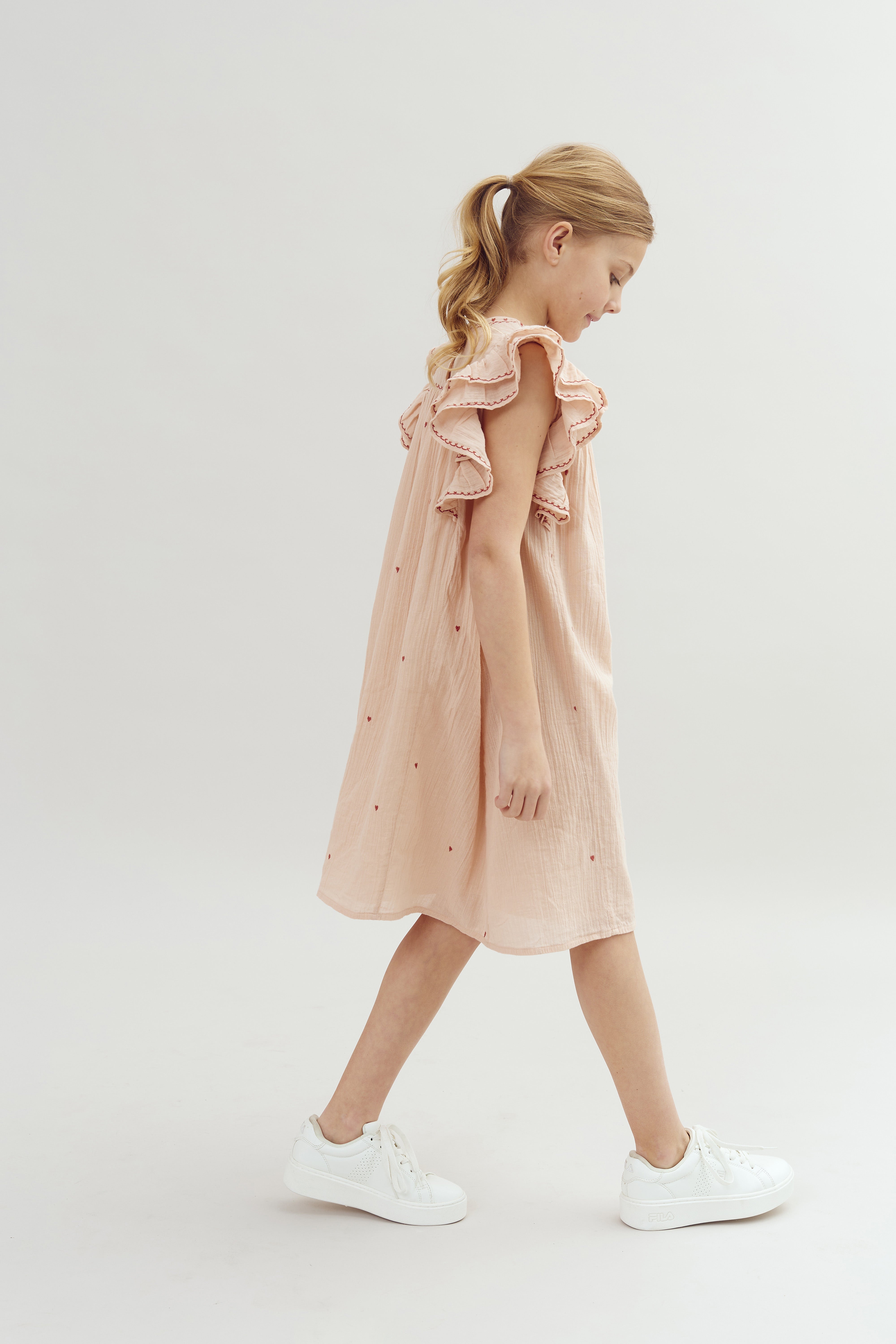 Jurk met contrastborduursel - Tween - Rose | 100479 Harper