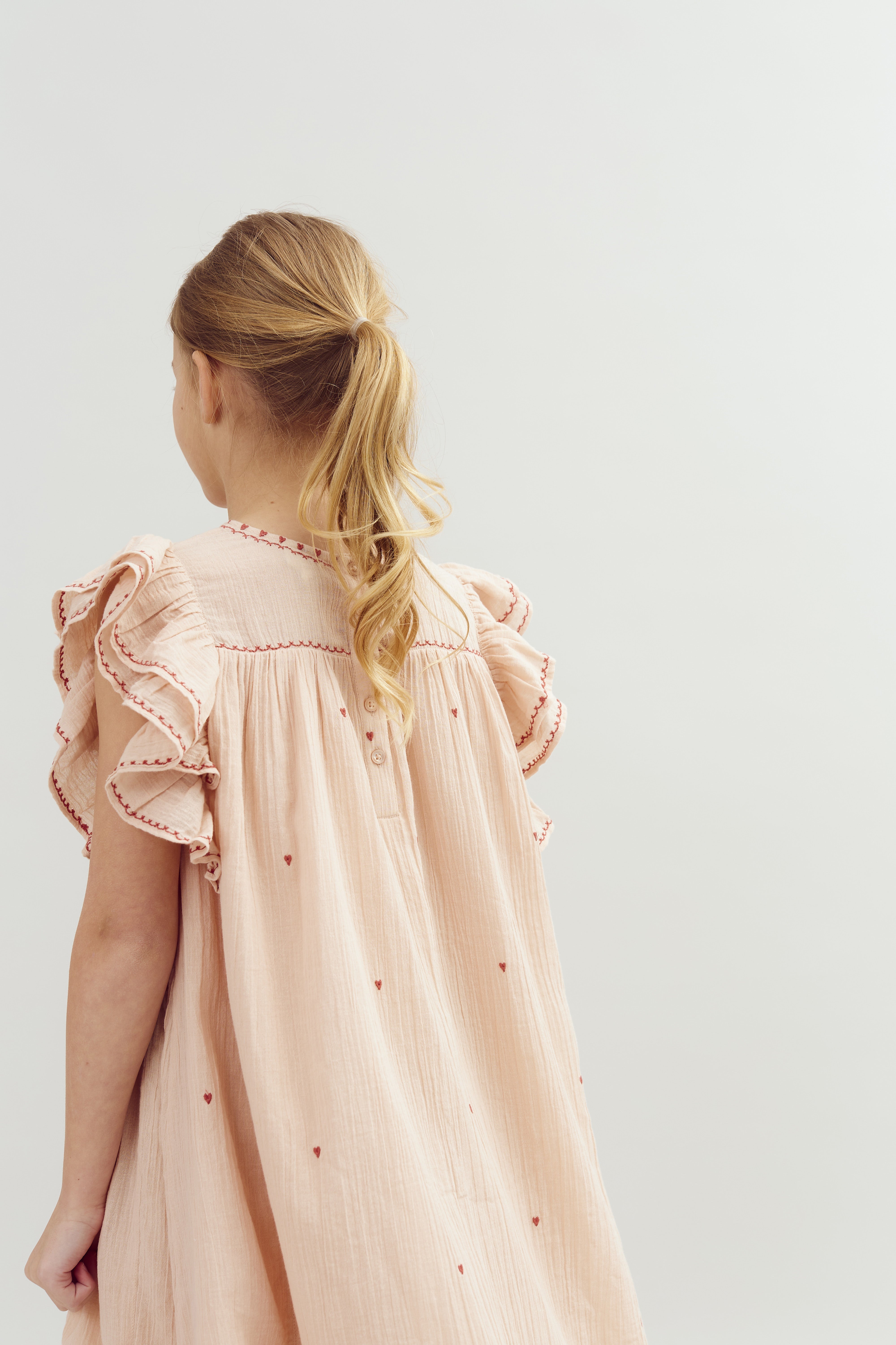 Jurk met contrastborduursel - Tween - Rose | 100479 Harper