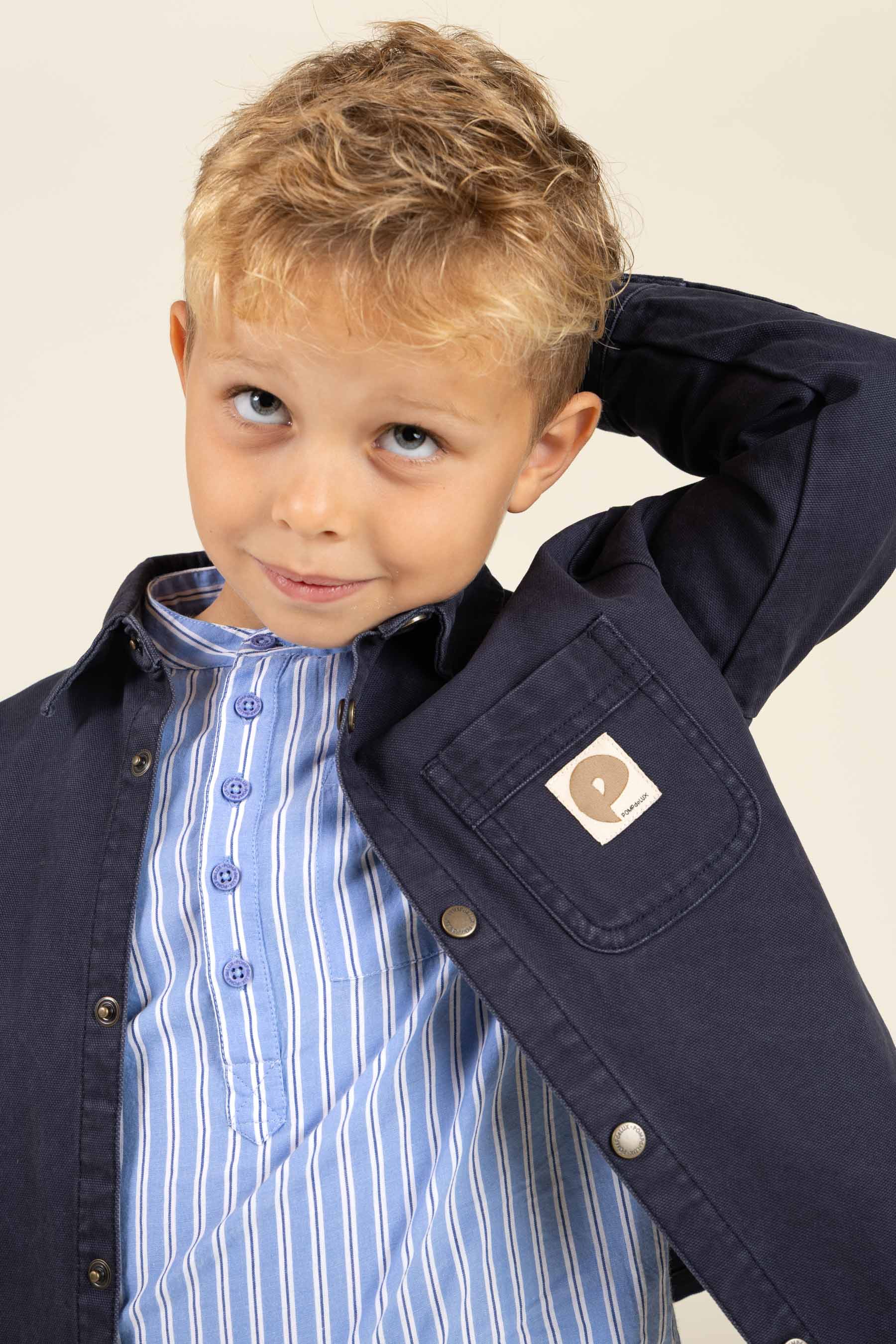 Gestreept overhemd met opstaande kraag - Kids - Blue Stripe | 100488 Kai