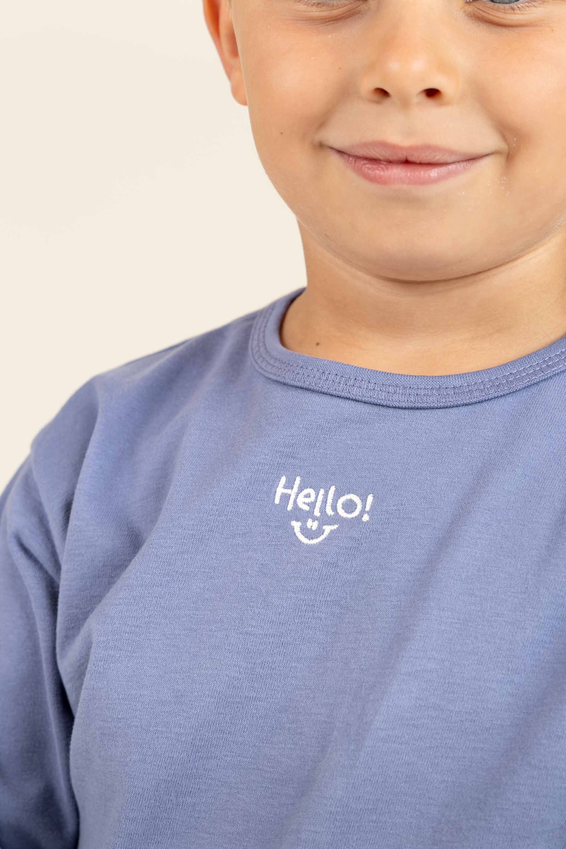 T-shirt met lange mouwen en borduursel - Kids - Blue | 100858 Brandon