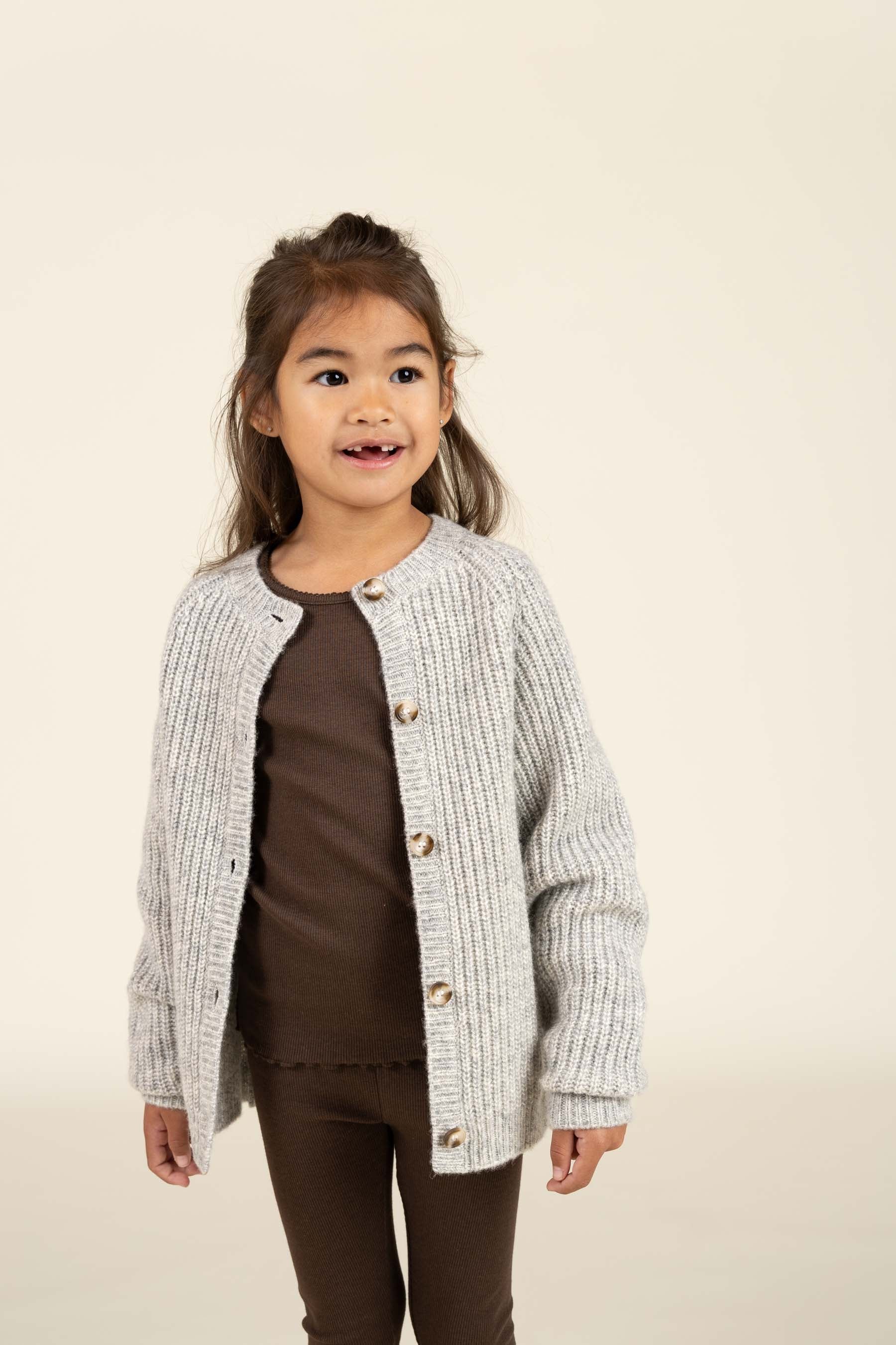 unisex vest van wolmix - Kids - Grey Melange | 100746 Cork
