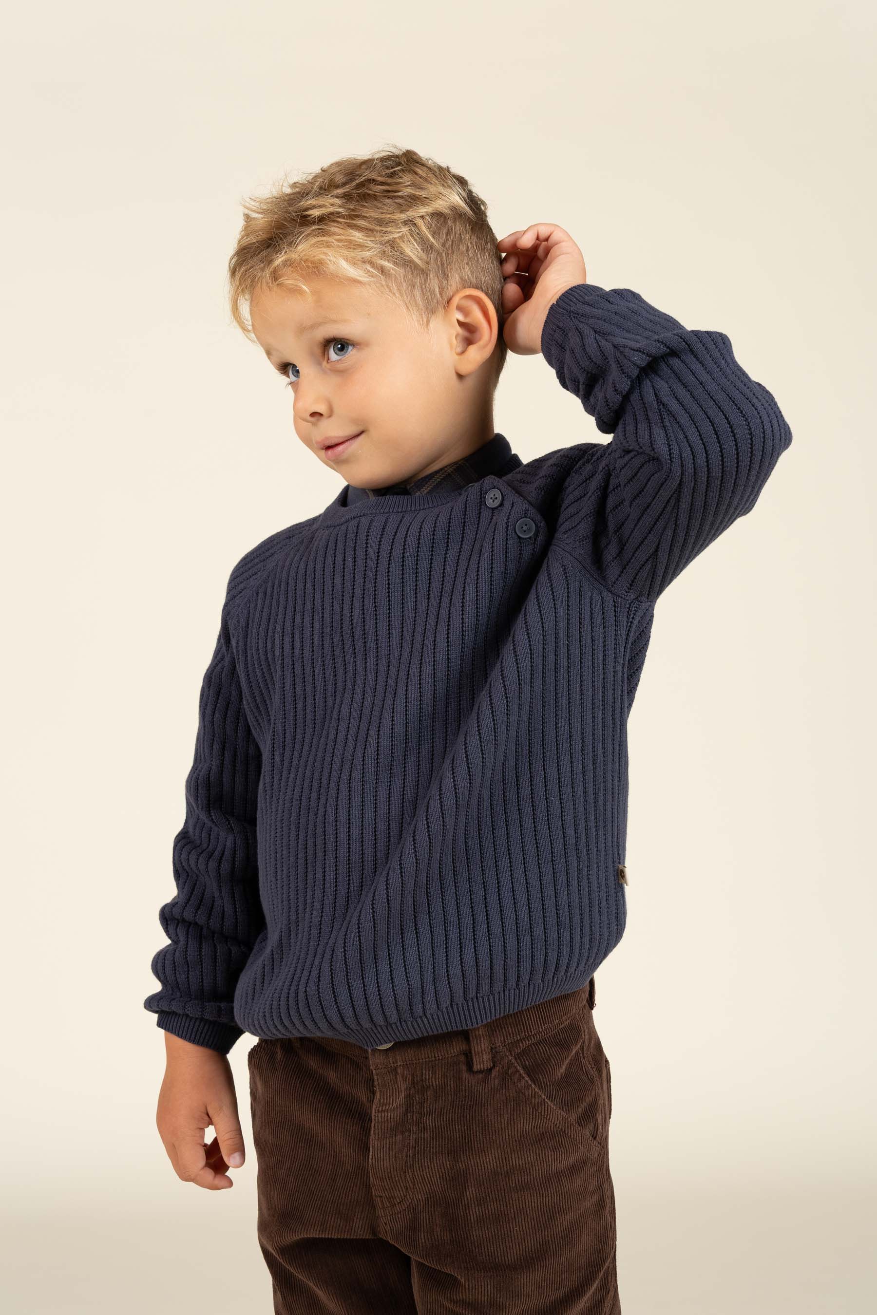 Katoenen gebreide trui - Kids - Navy | 100693 Jett