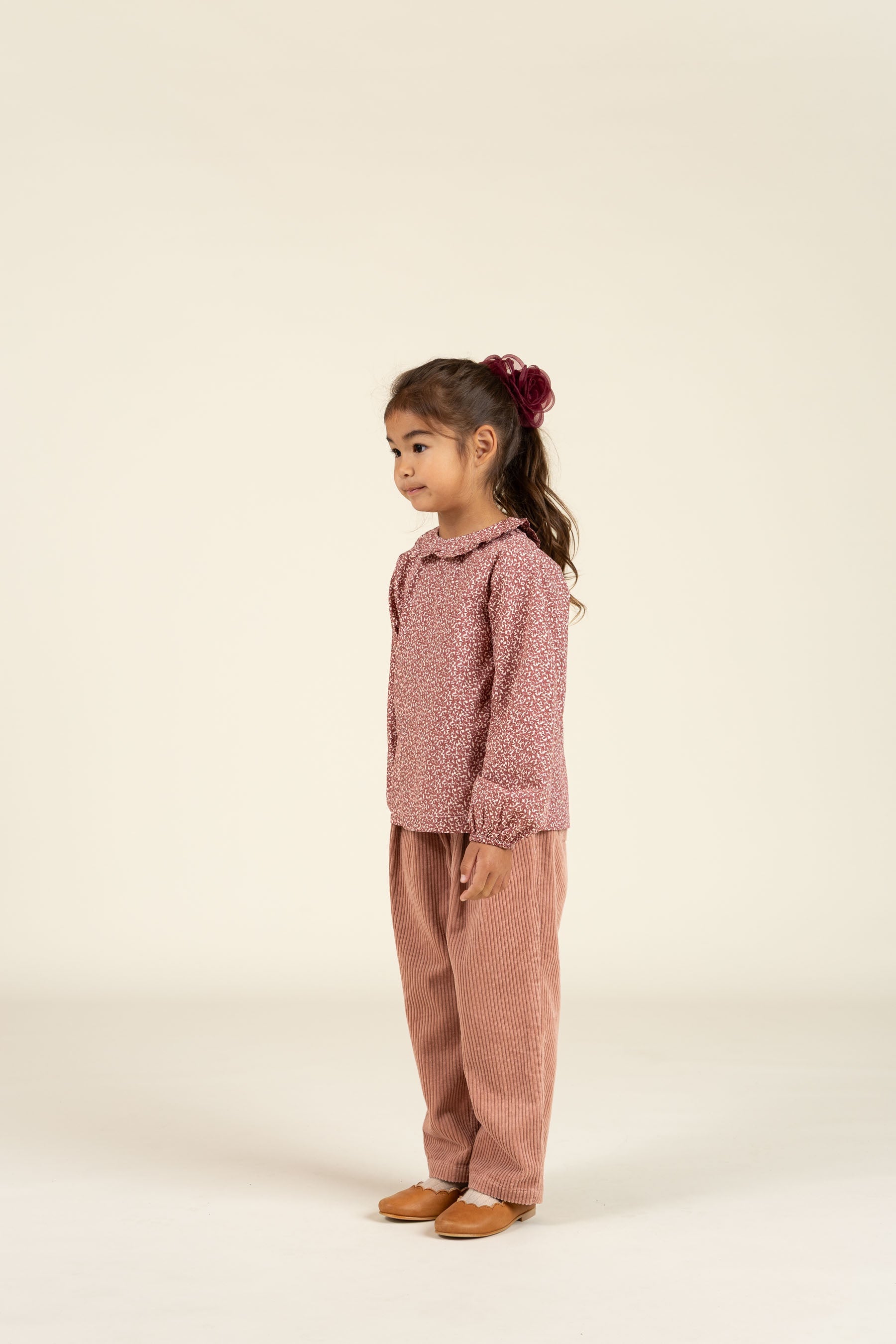 Bedrukte katoenen popeline blouse met kraag - Kids - Vintage Red | 100799 Allie