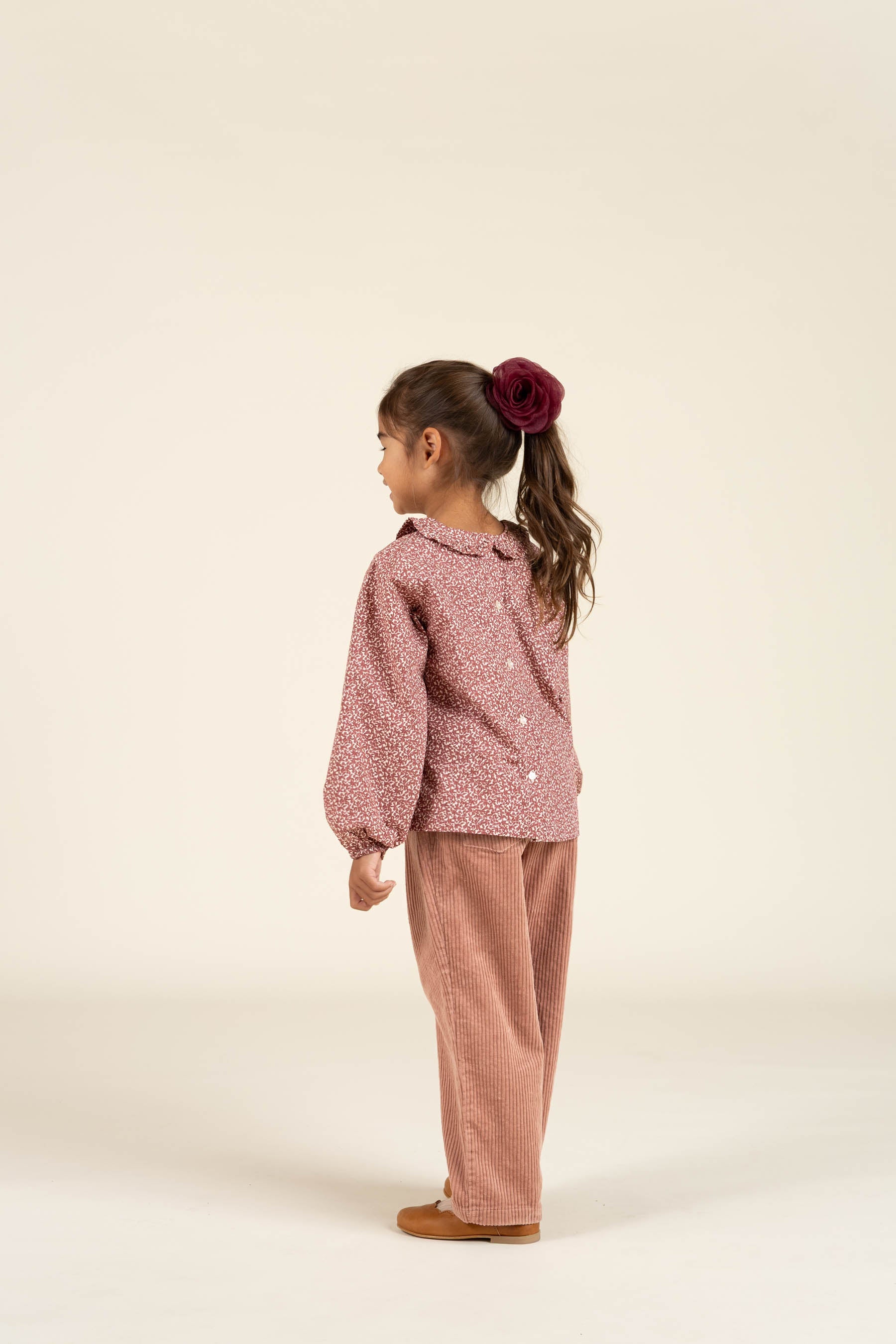 Bedrukte katoenen popeline blouse met kraag - Kids - Vintage Red | 100799 Allie