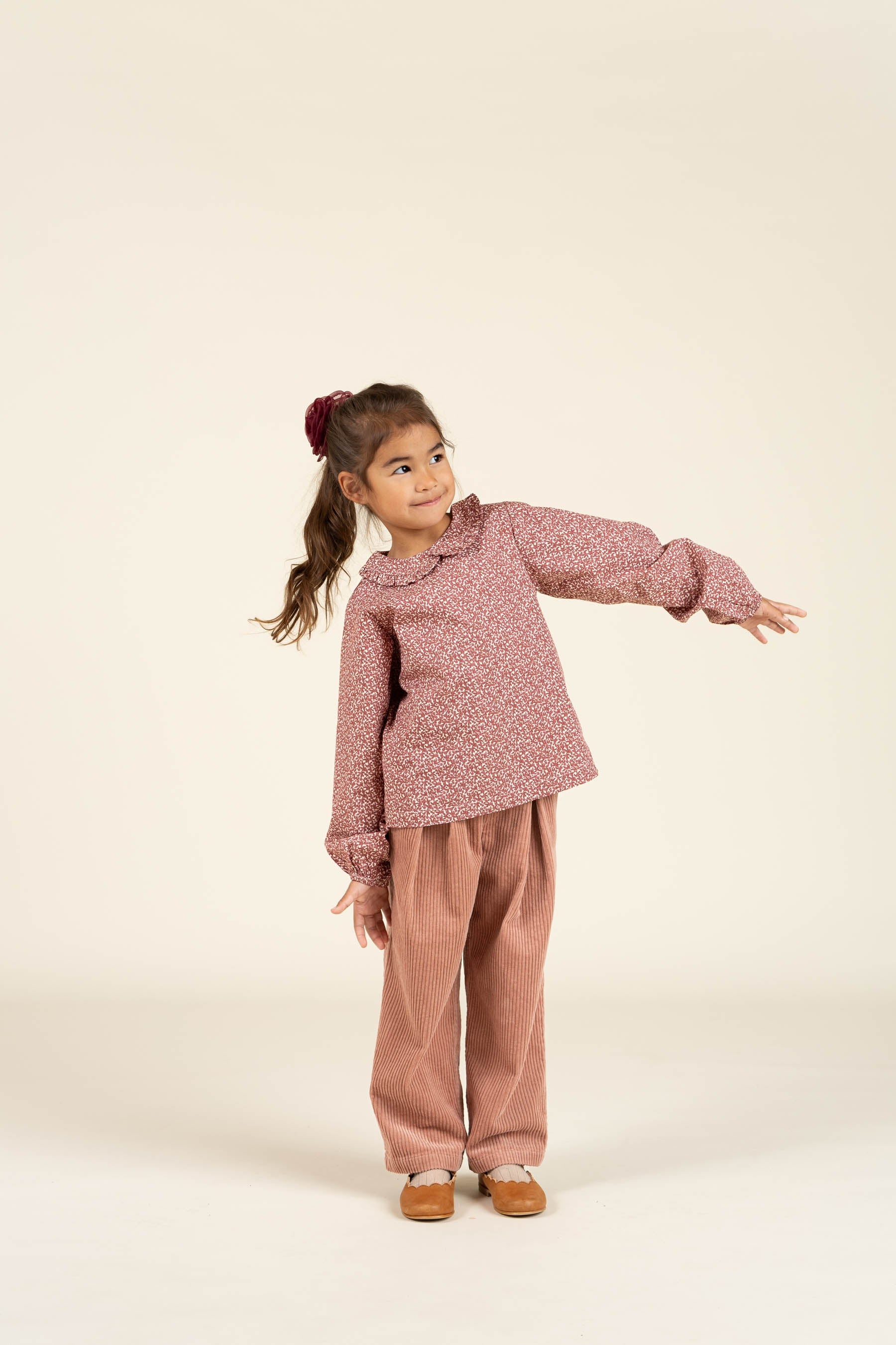 Bedrukte katoenen popeline blouse met kraag - Kids - Vintage Red | 100799 Allie