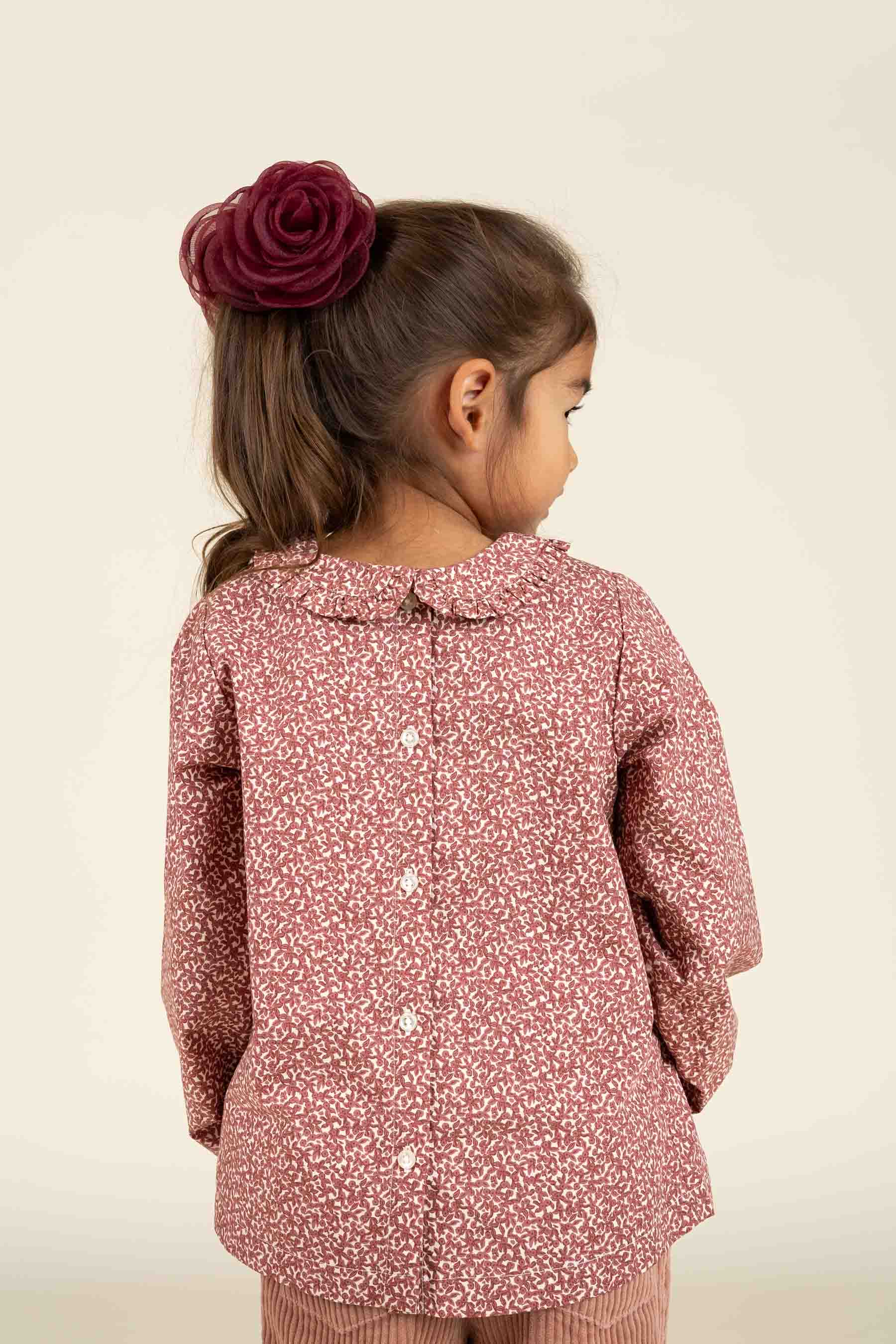 Bedrukte katoenen popeline blouse met kraag - Kids - Vintage Red | 100799 Allie