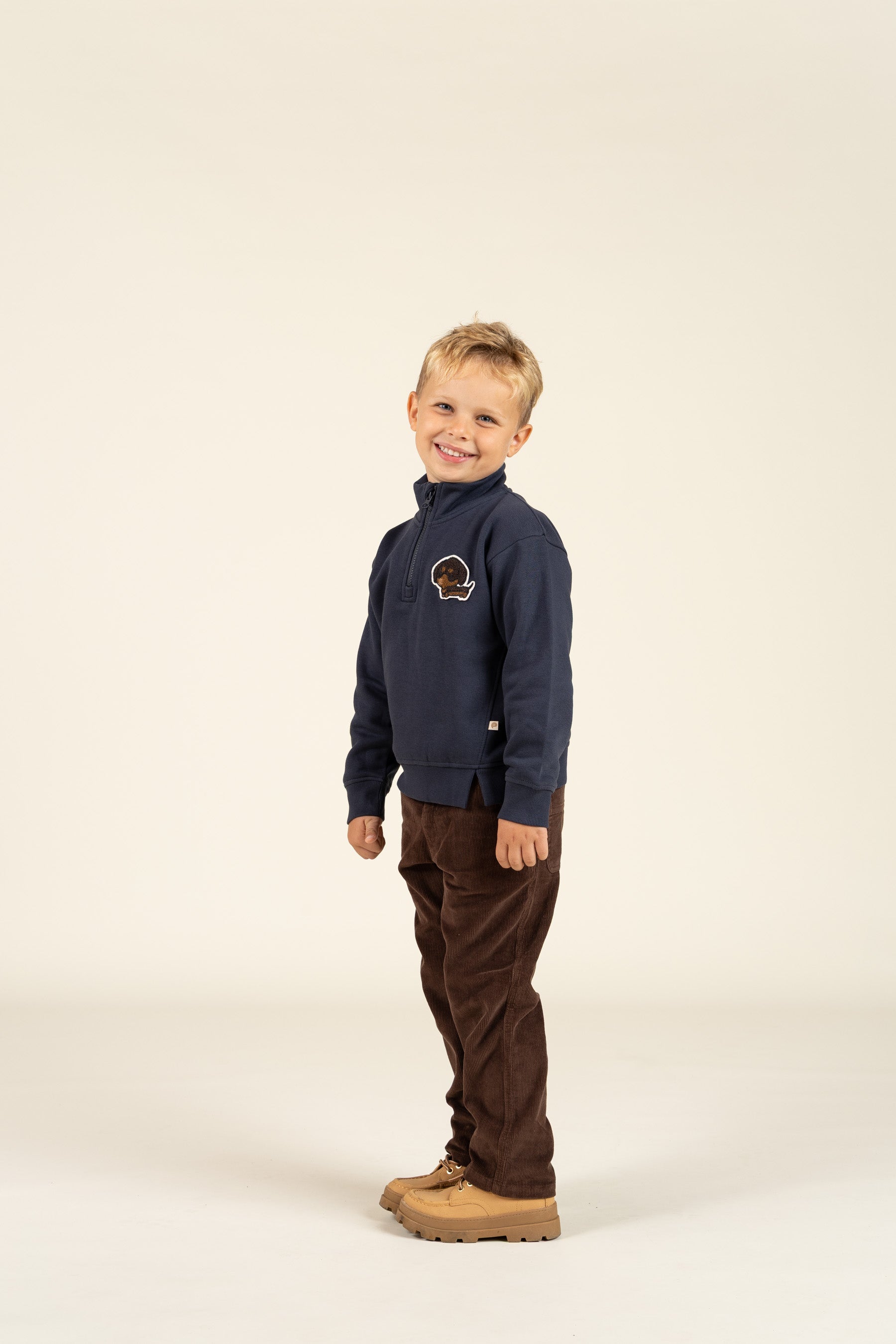 Sweatshirt met halve rits - Kids - Navy | 100806 Tristan