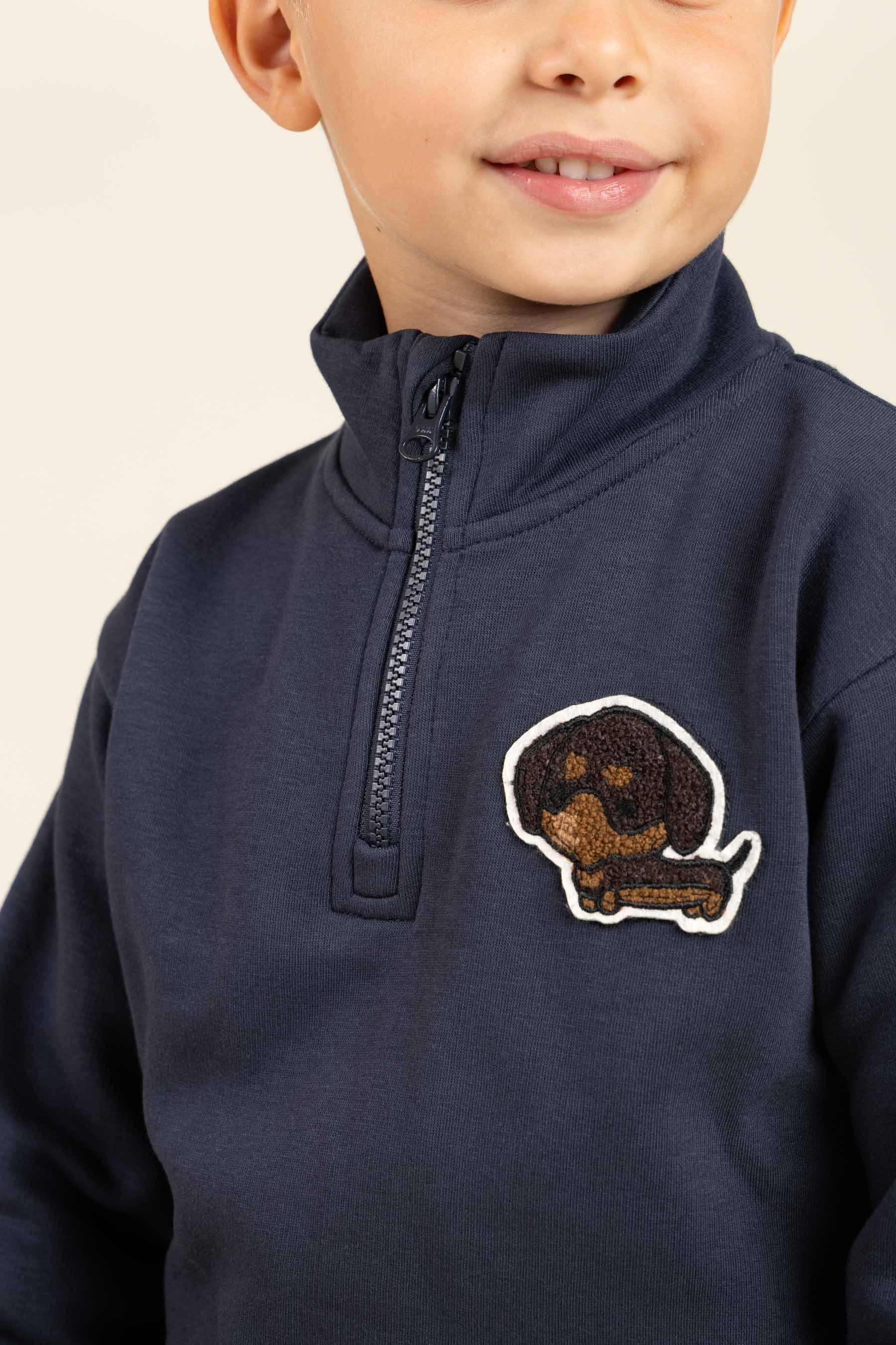 Sweatshirt met halve rits - Kids - Navy | 100806 Tristan