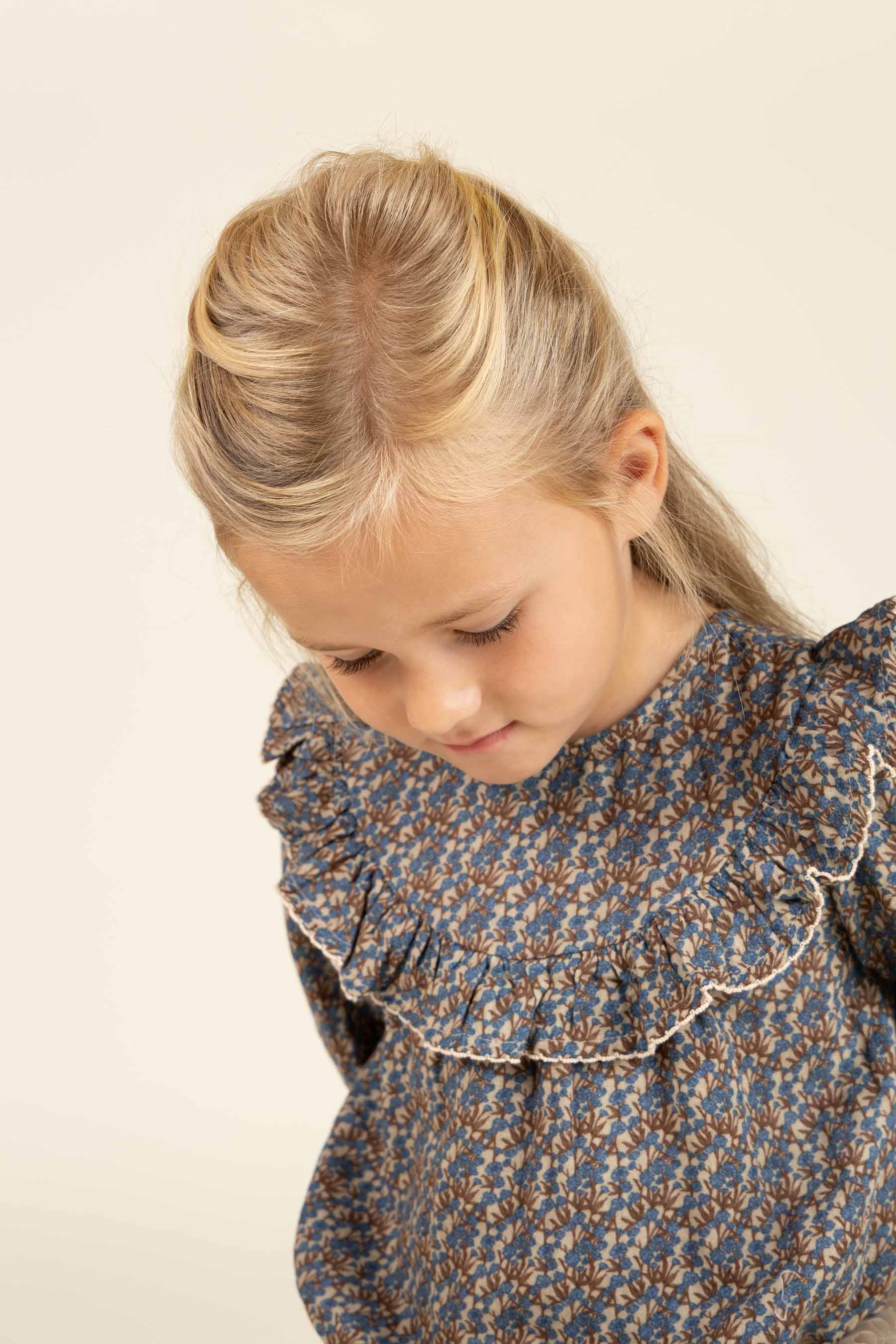 Gedrukte dubbel gaas blouse - Kids - Blue / Brown | 100729 Maggie