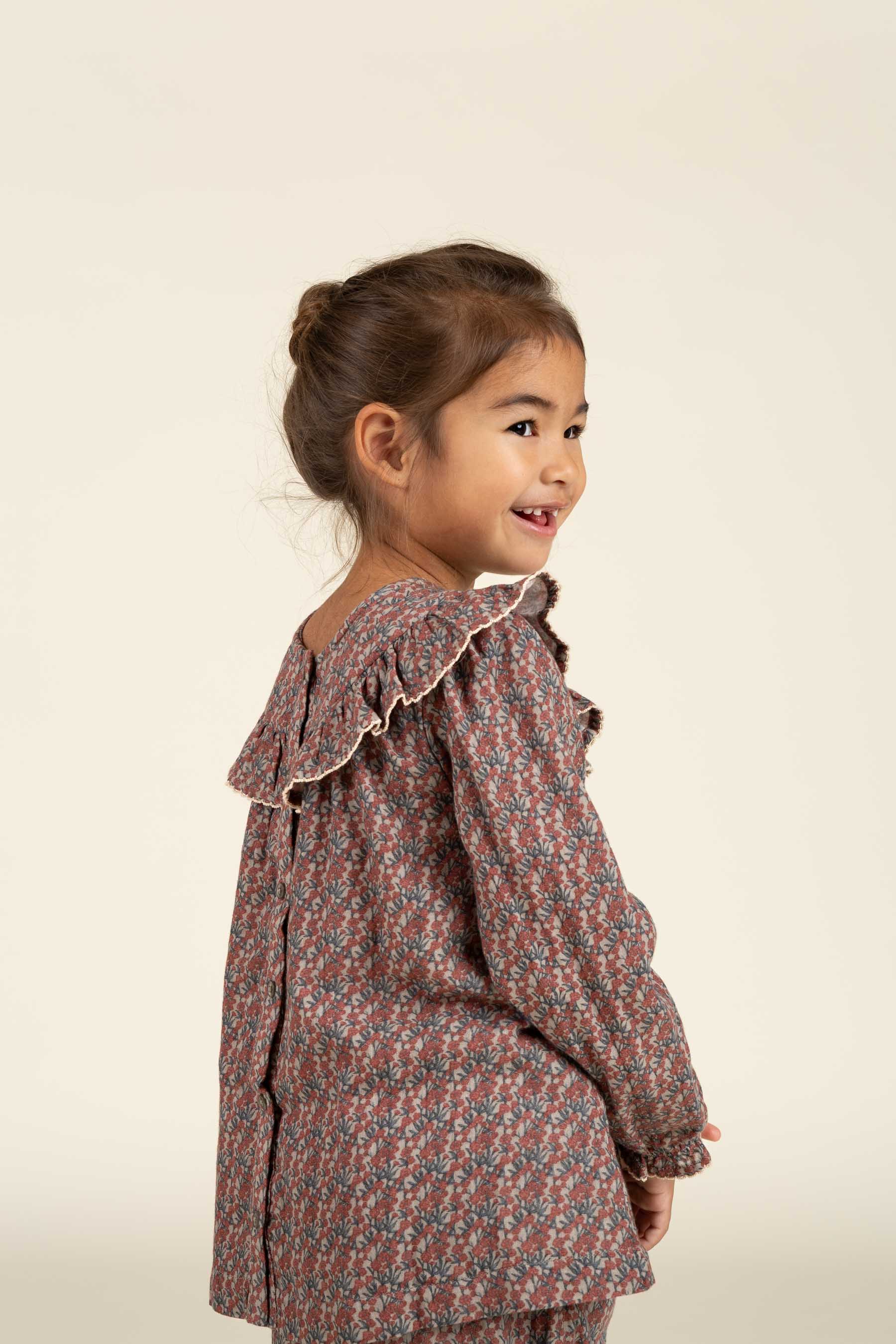 Gedrukte dubbel gaas blouse - Kids - Rose / Green | 100731 Maggie