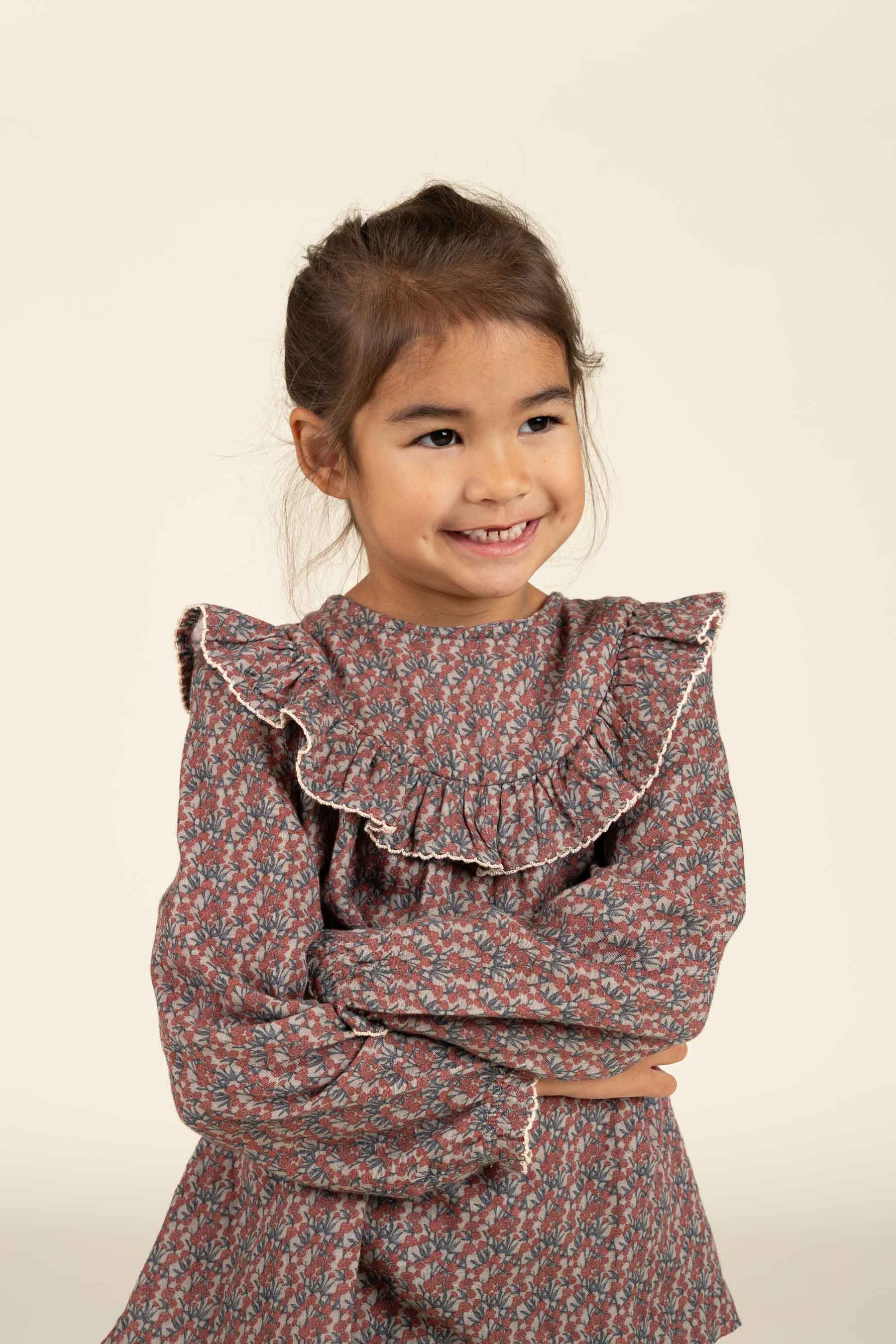 Gedrukte dubbel gaas blouse - Kids - Rose / Green | 100731 Maggie