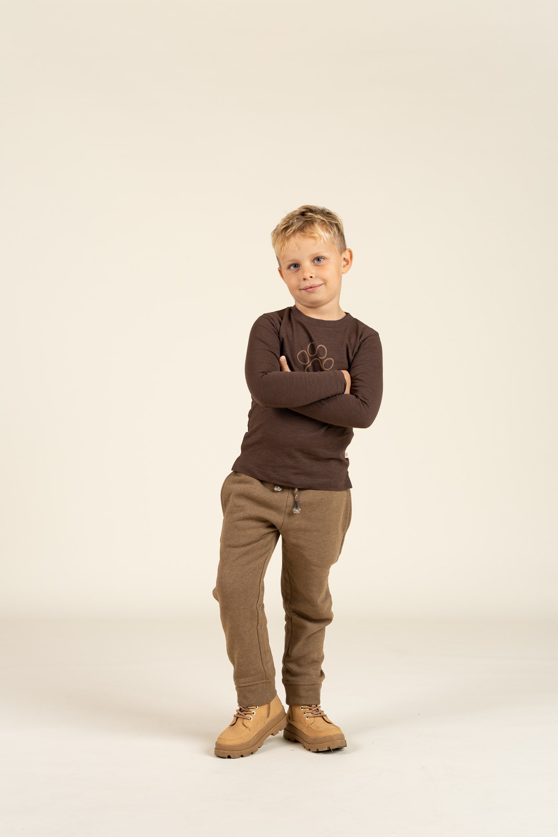 Slub Jersey T-shirt met lange mouwen - Kids - Chocolate | 100832 Kevin