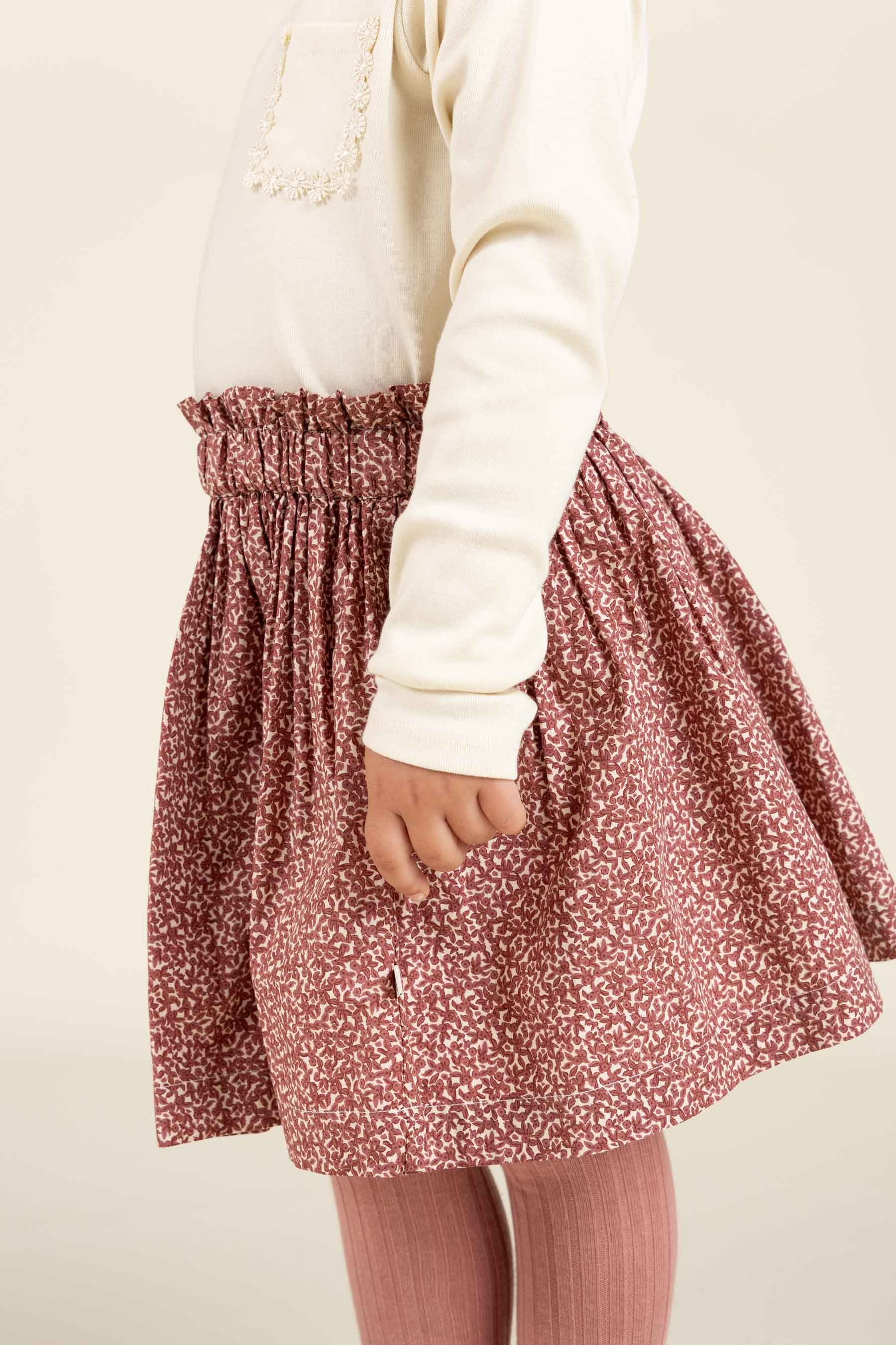 Bedrukte katoenen popeline rok - Kids - Vintage Red | 100796 Allie