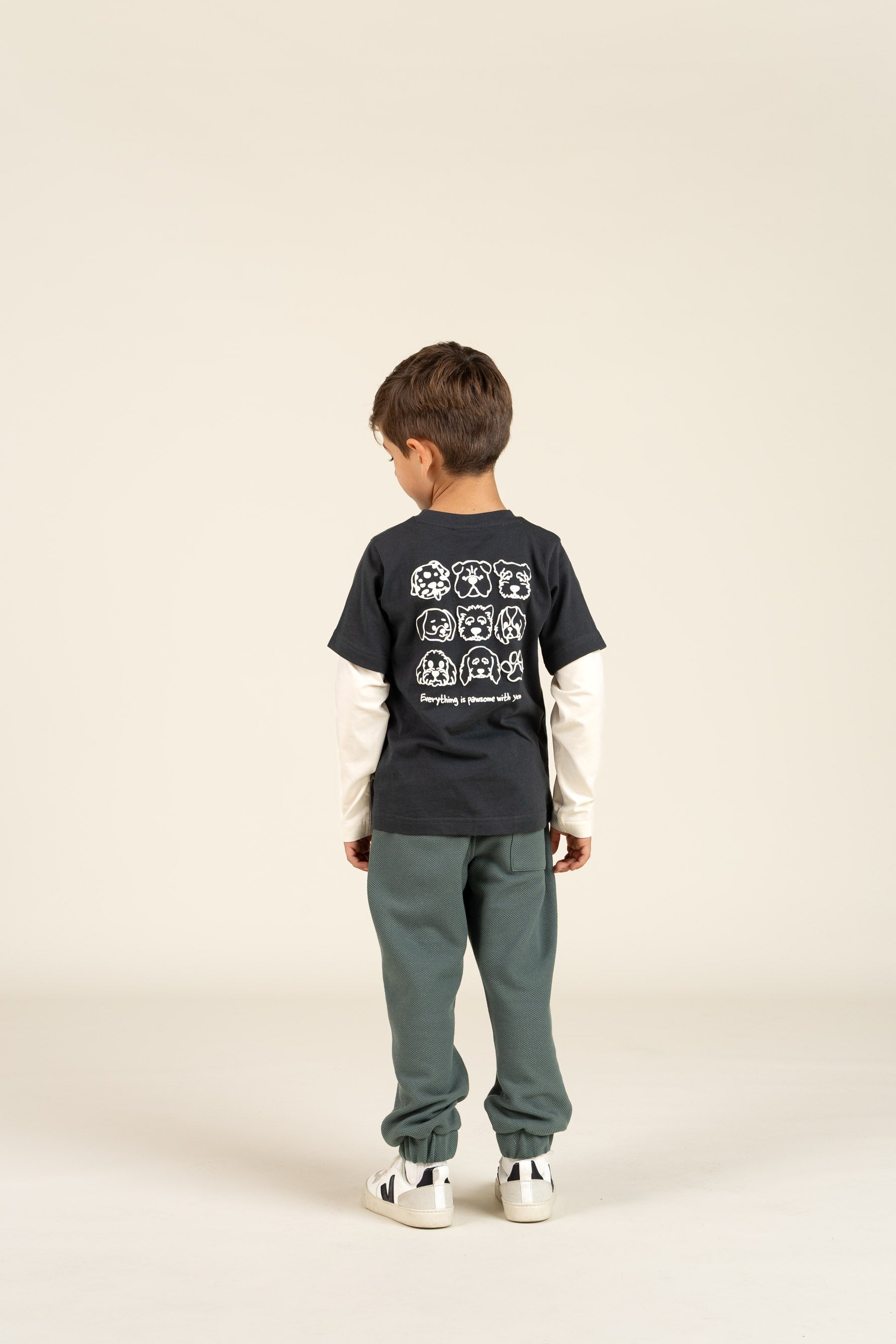 Boxy T-shirt met dubbele mouwen - Kids - Forest Green | 100840 Alex