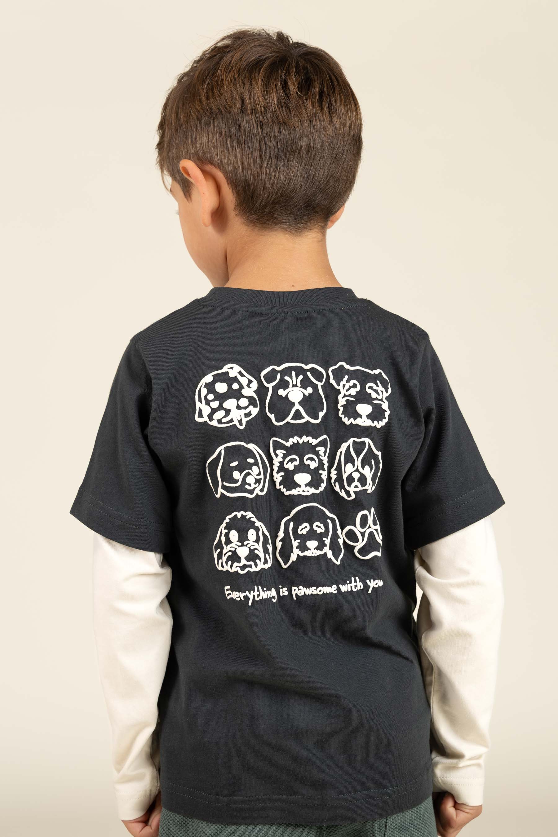 Boxy T-shirt met dubbele mouwen - Kids - Forest Green | 100840 Alex