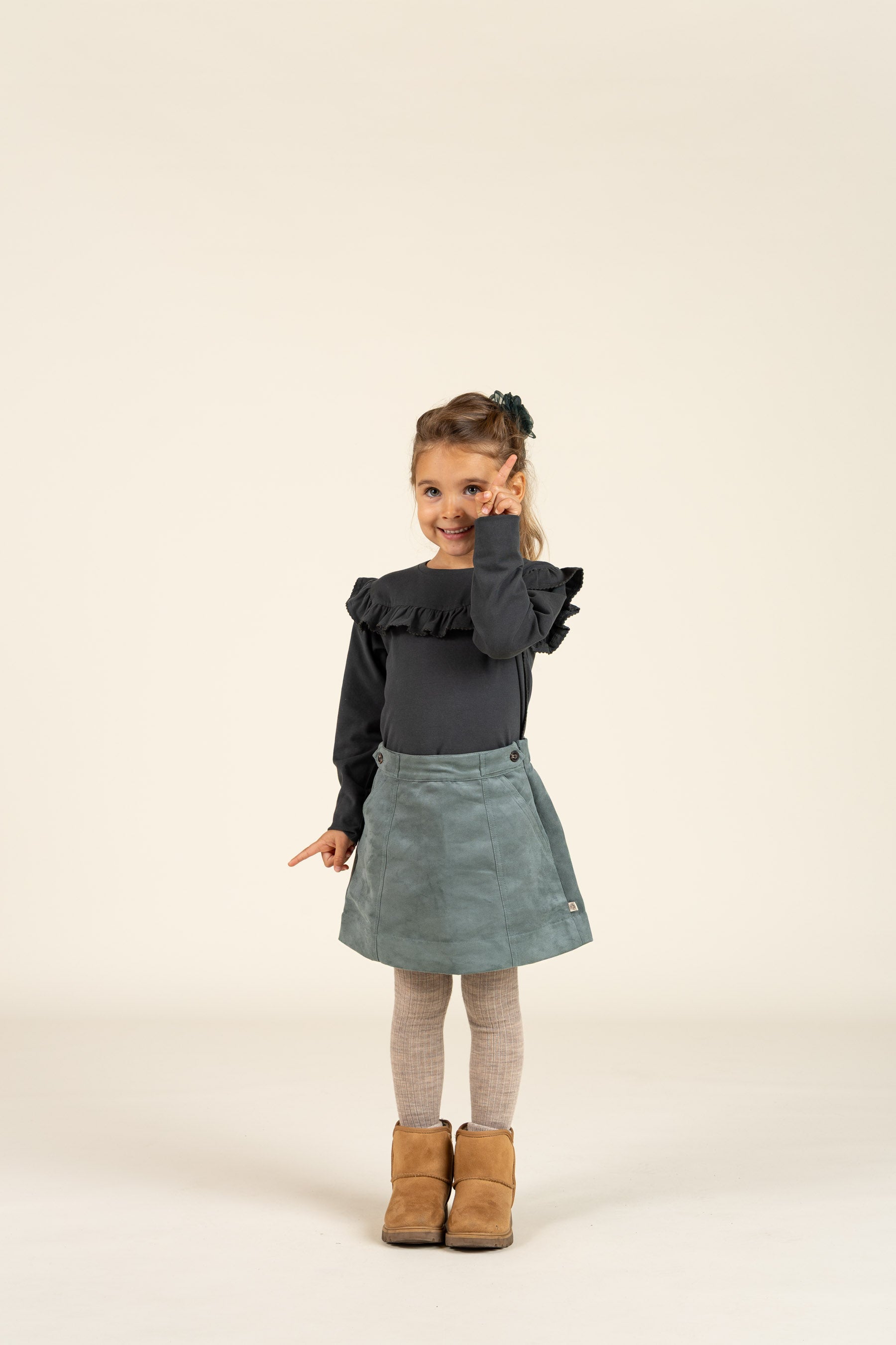 Jersey blouse met ruches - Kids - Forrest Green | 100866 Talia