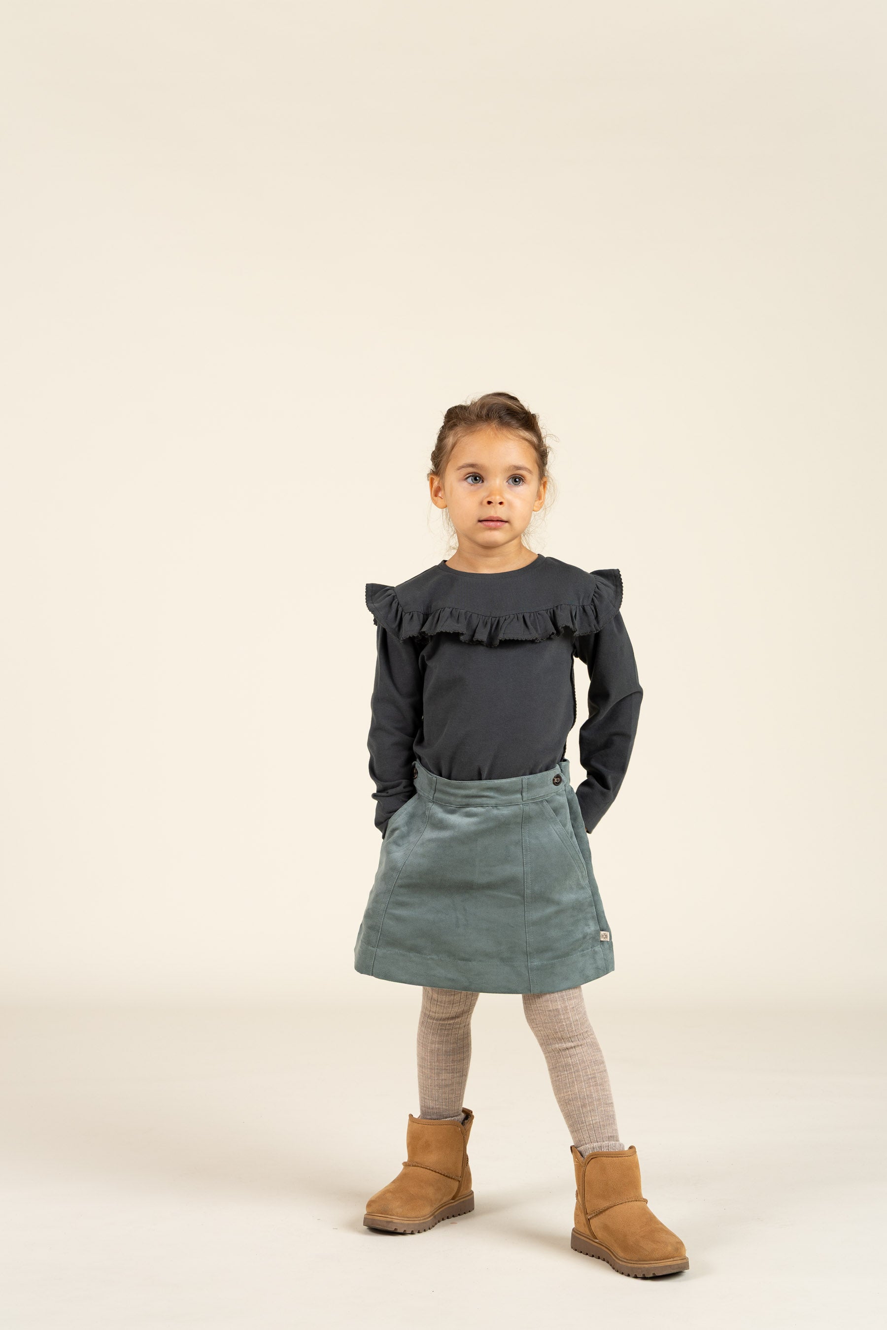 Rok van imitatie suède - Kids - Dusty Dark Green | 100594 Selene