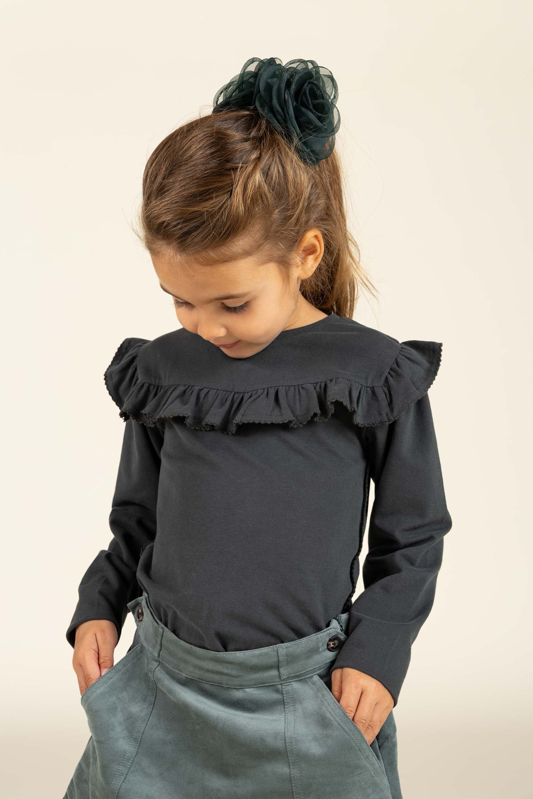 Jersey blouse met ruches - Kids - Forrest Green | 100866 Talia