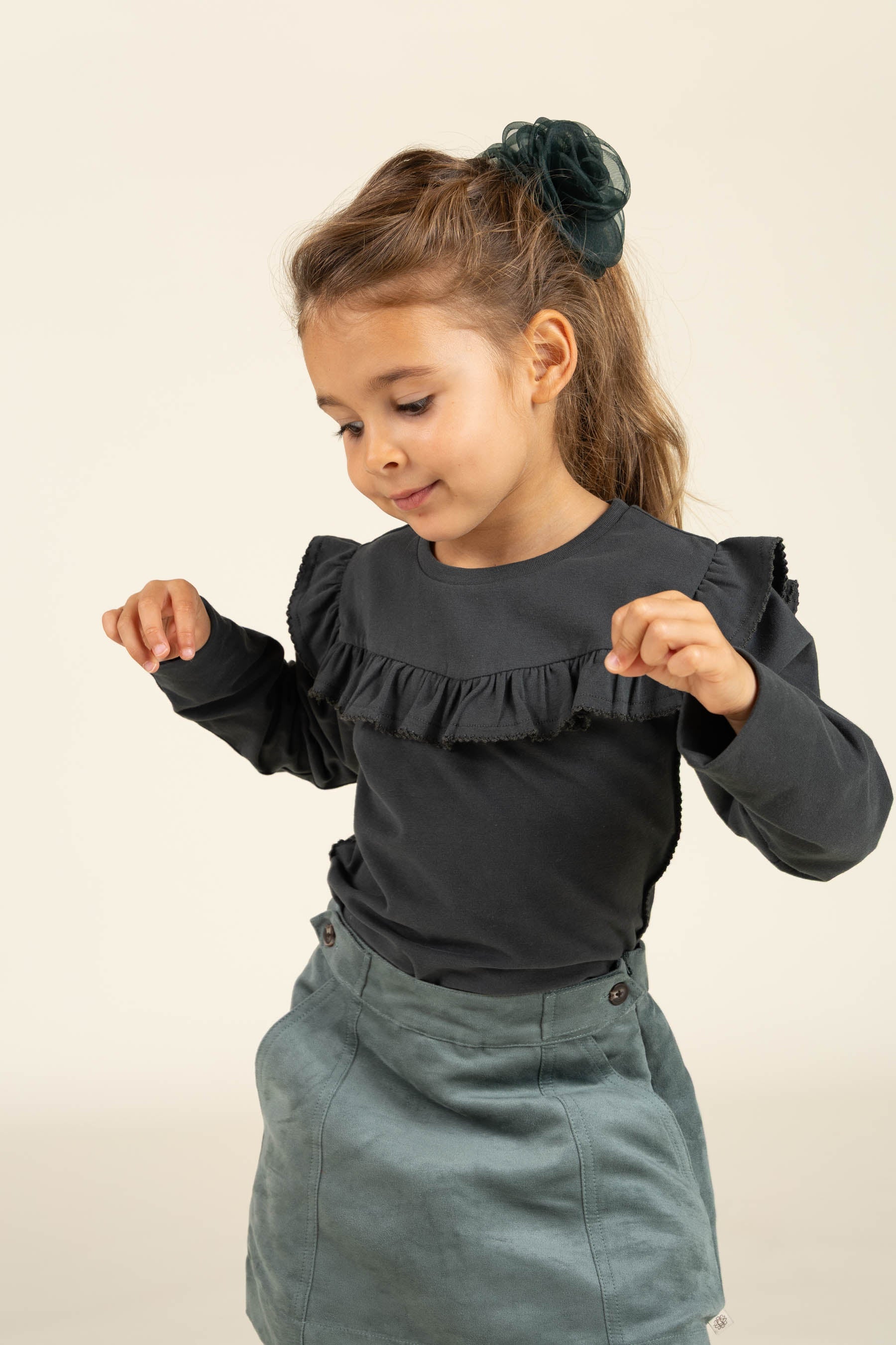 Rok van imitatie suède - Kids - Dusty Dark Green | 100594 Selene