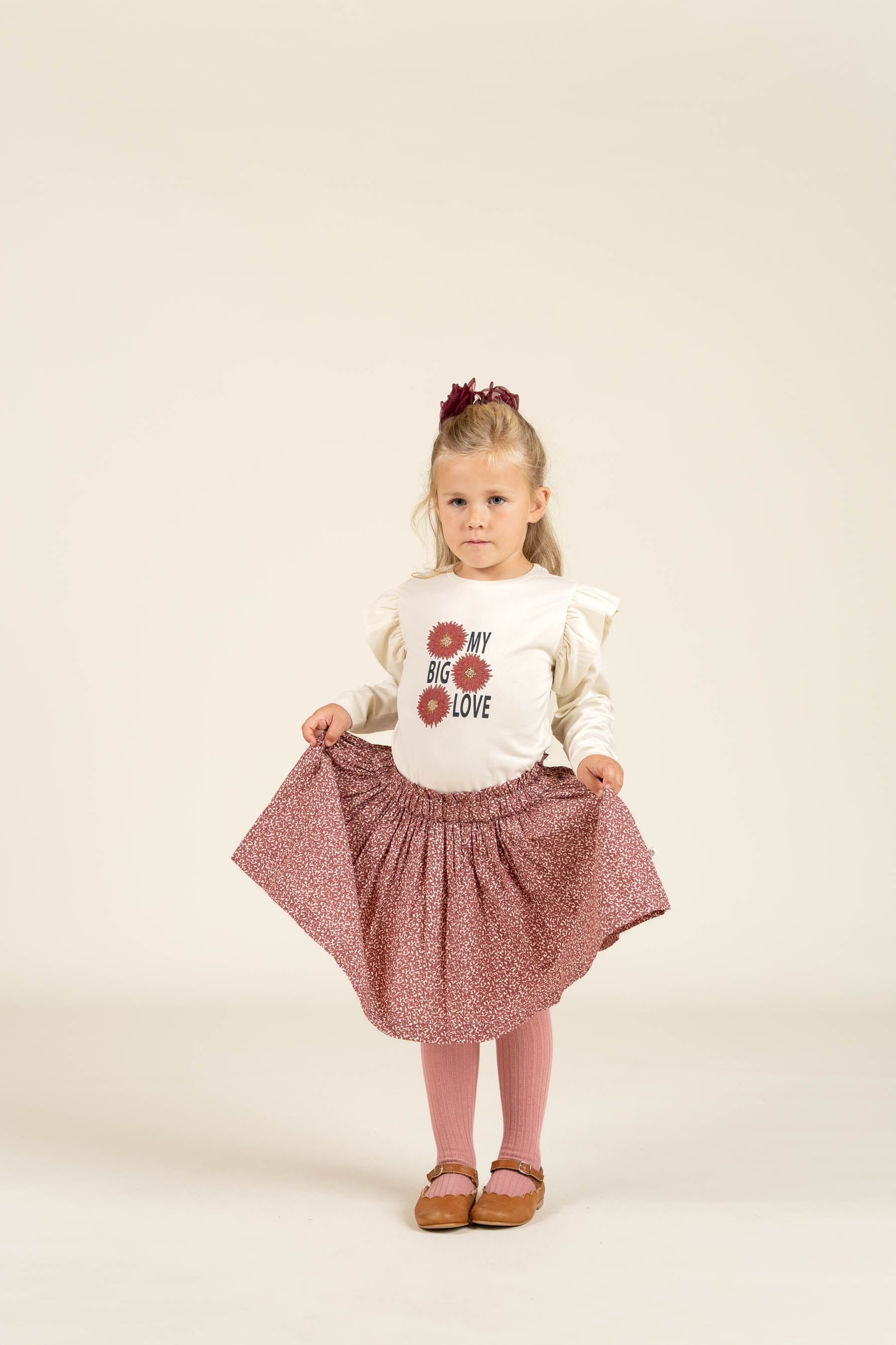 Jersey blouse met kraagmouwen en frontprint - Kids - Off White | 100844 Demi