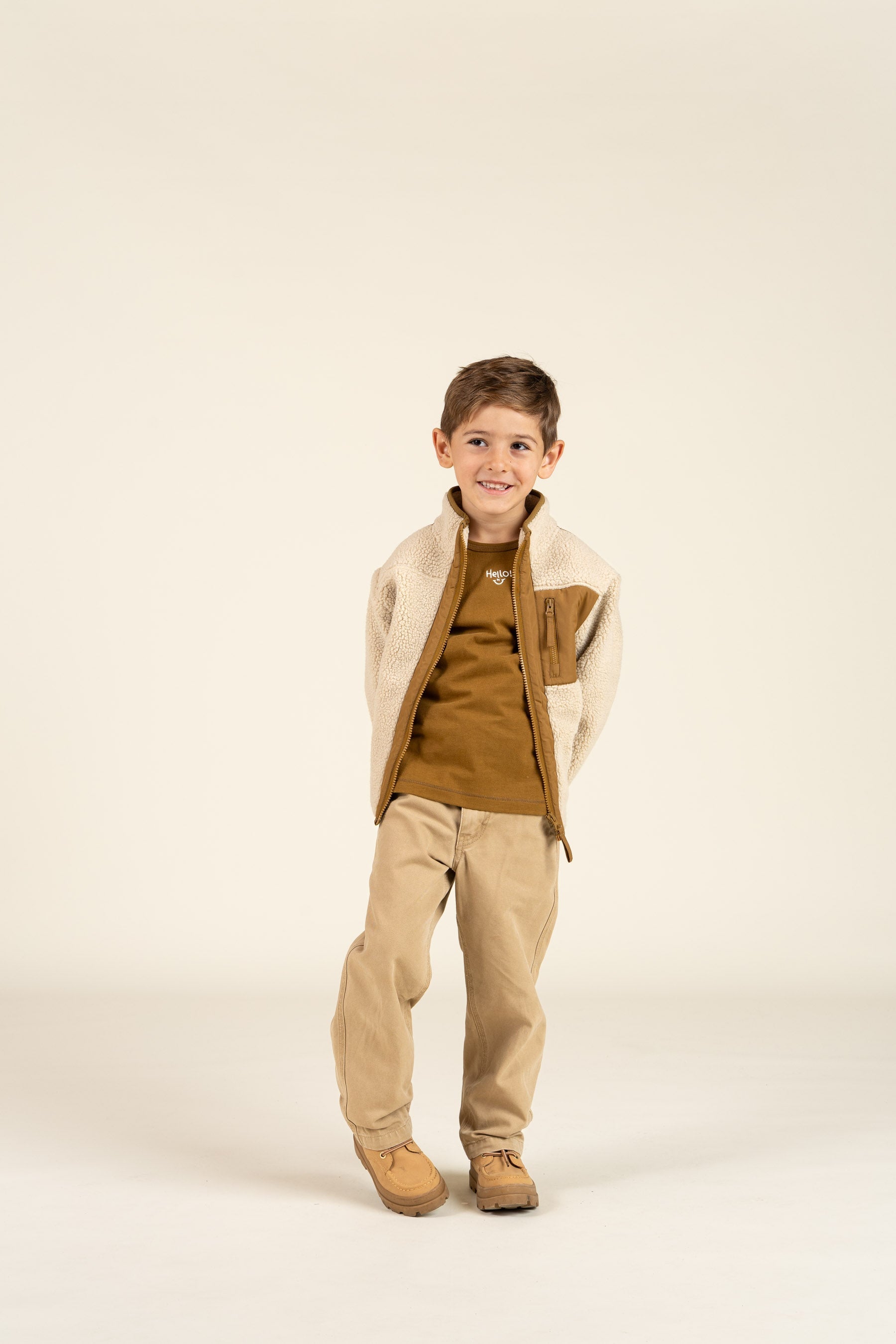 T-shirt met lange mouwen en borduursel - Kids - Walnut | 100854 Brandon