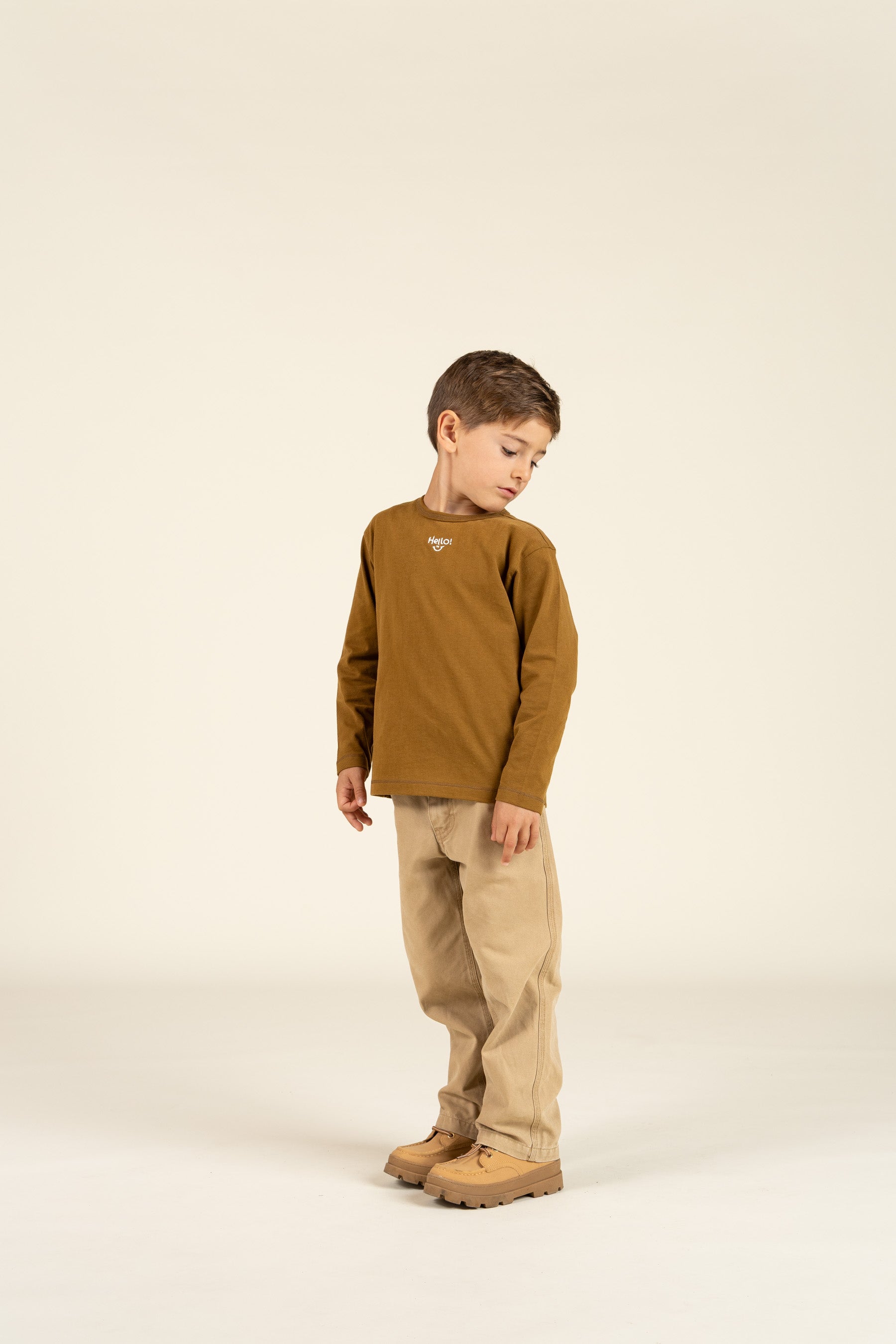T-shirt met lange mouwen en borduursel - Kids - Walnut | 100854 Brandon