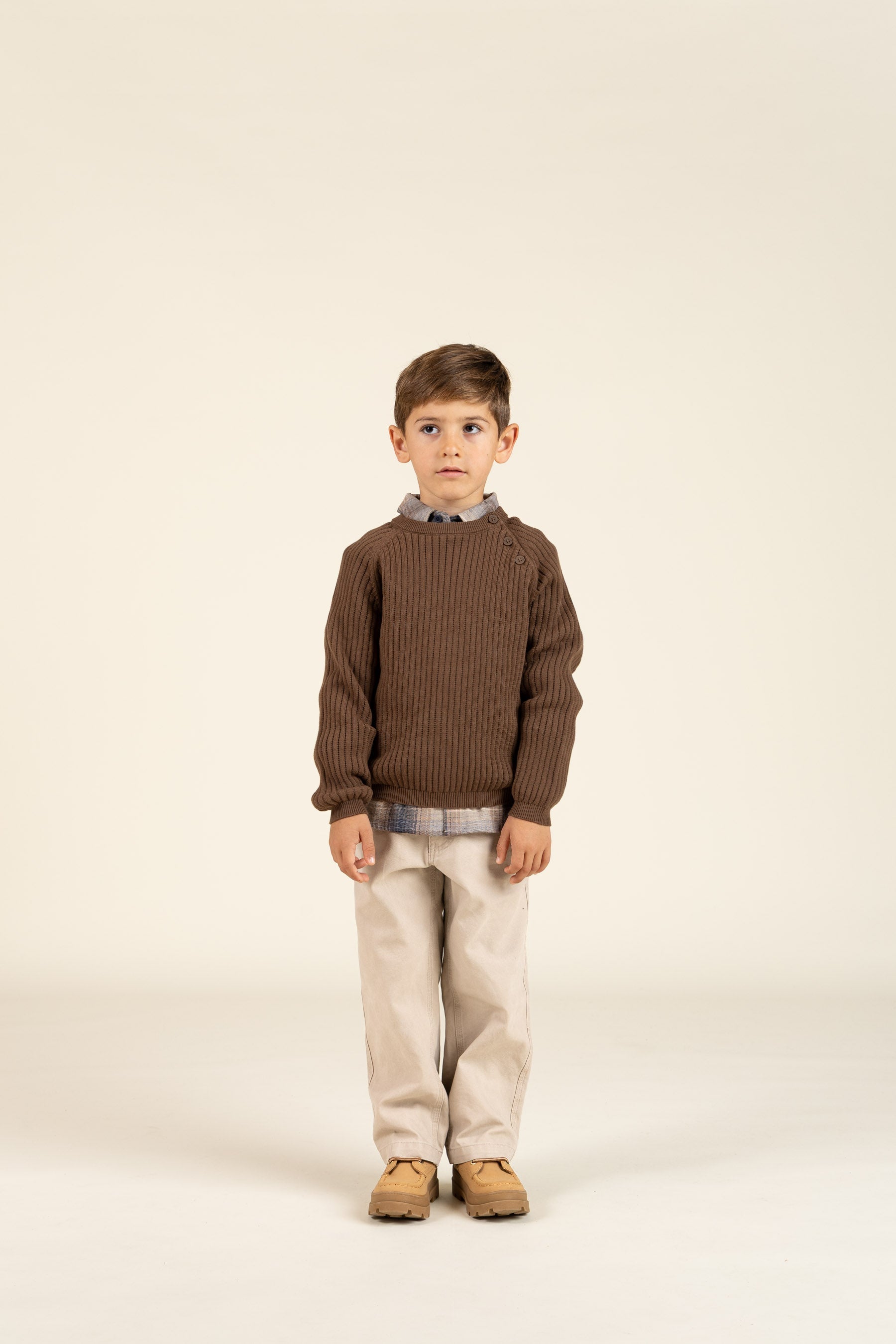 Katoenen gebreide trui - Kids - Coffee | 100691 Jett