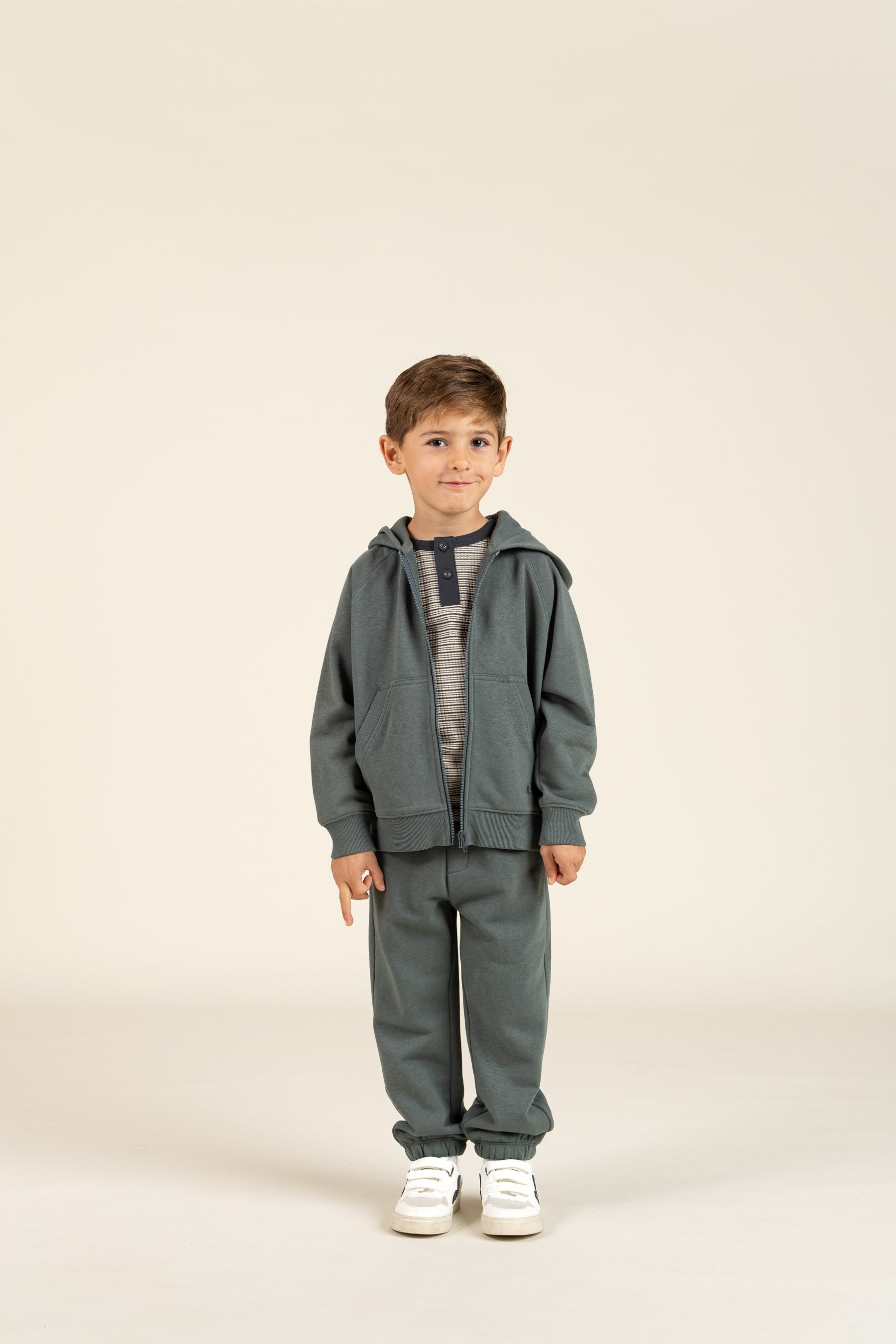 Katoenen rib T-shirt met lange mouwen - Kids - Forest Green Stripe | 100562 Manson