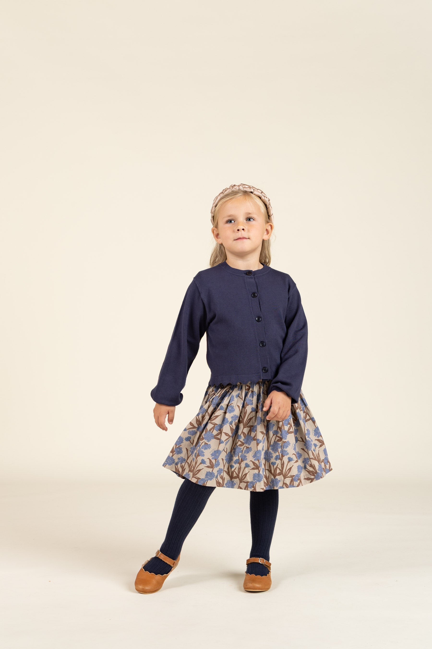 Bedrukte katoenen popeline rok - Kids - Blue / Brown | 100715 Amy