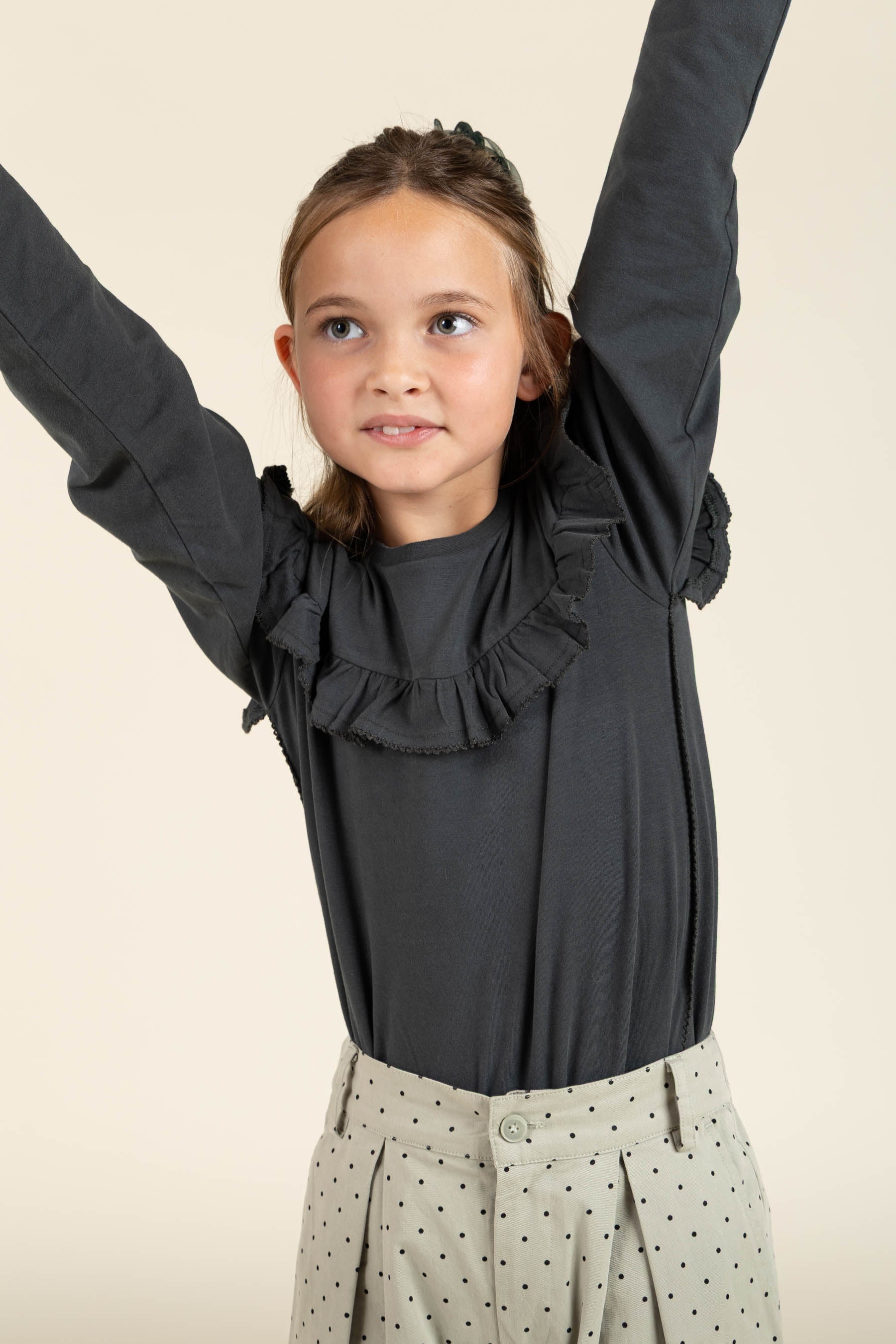 Jersey blouse met ruches - Tween - Forrest Green | 100867 Talia