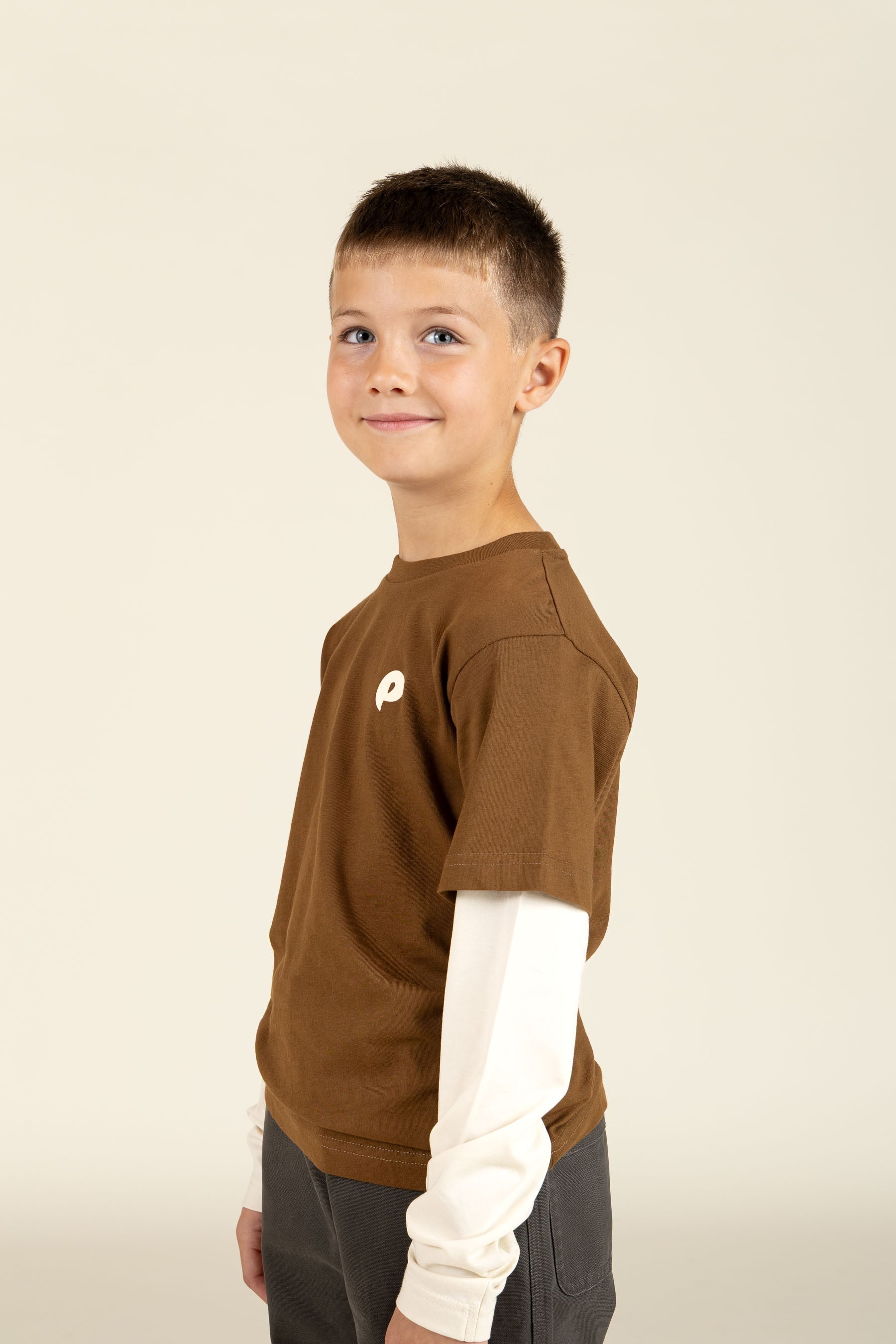 Boxy T-shirt met dubbele mouwen - Tween - Coffee | 100839 Alex
