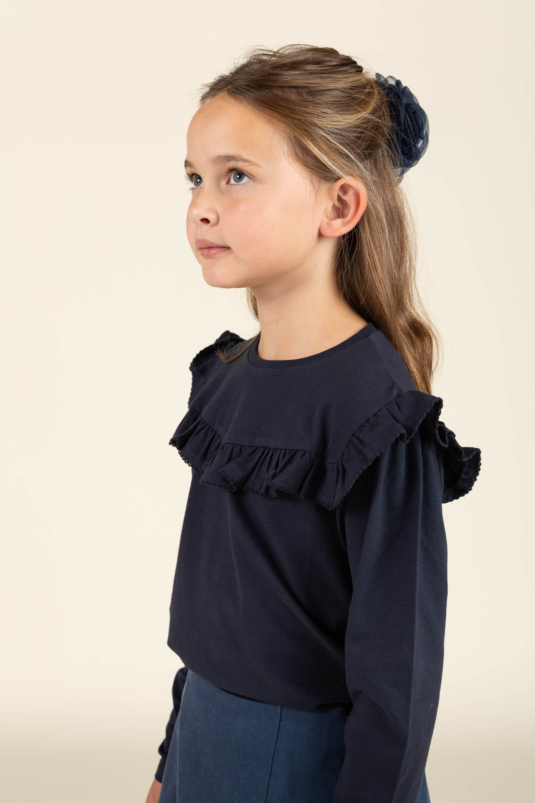 Jersey blouse met ruches - Tween - Navy | 100865 Talia