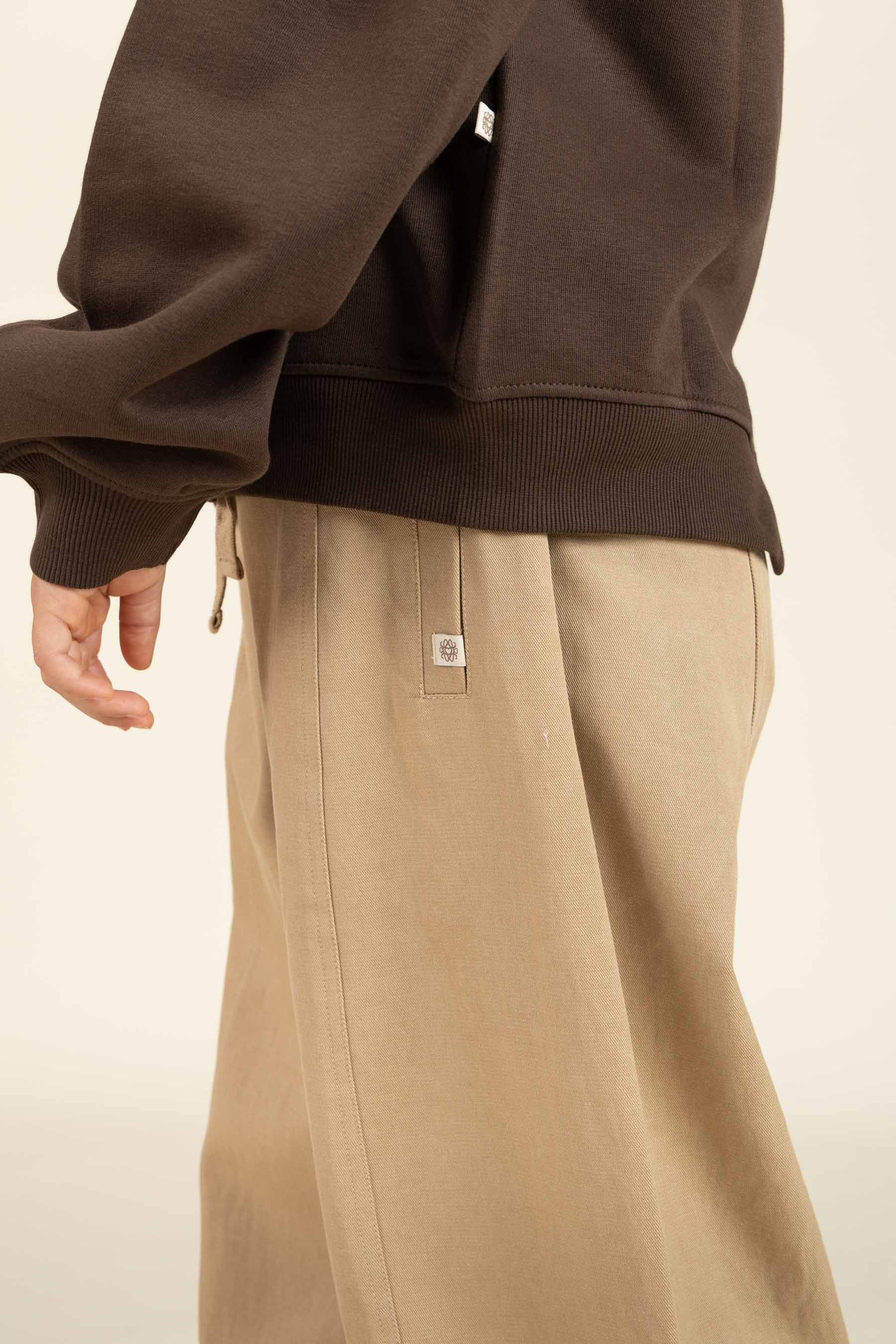 Tencel broek met barrel-pijpen - Tween - Beige | 100135 Asta