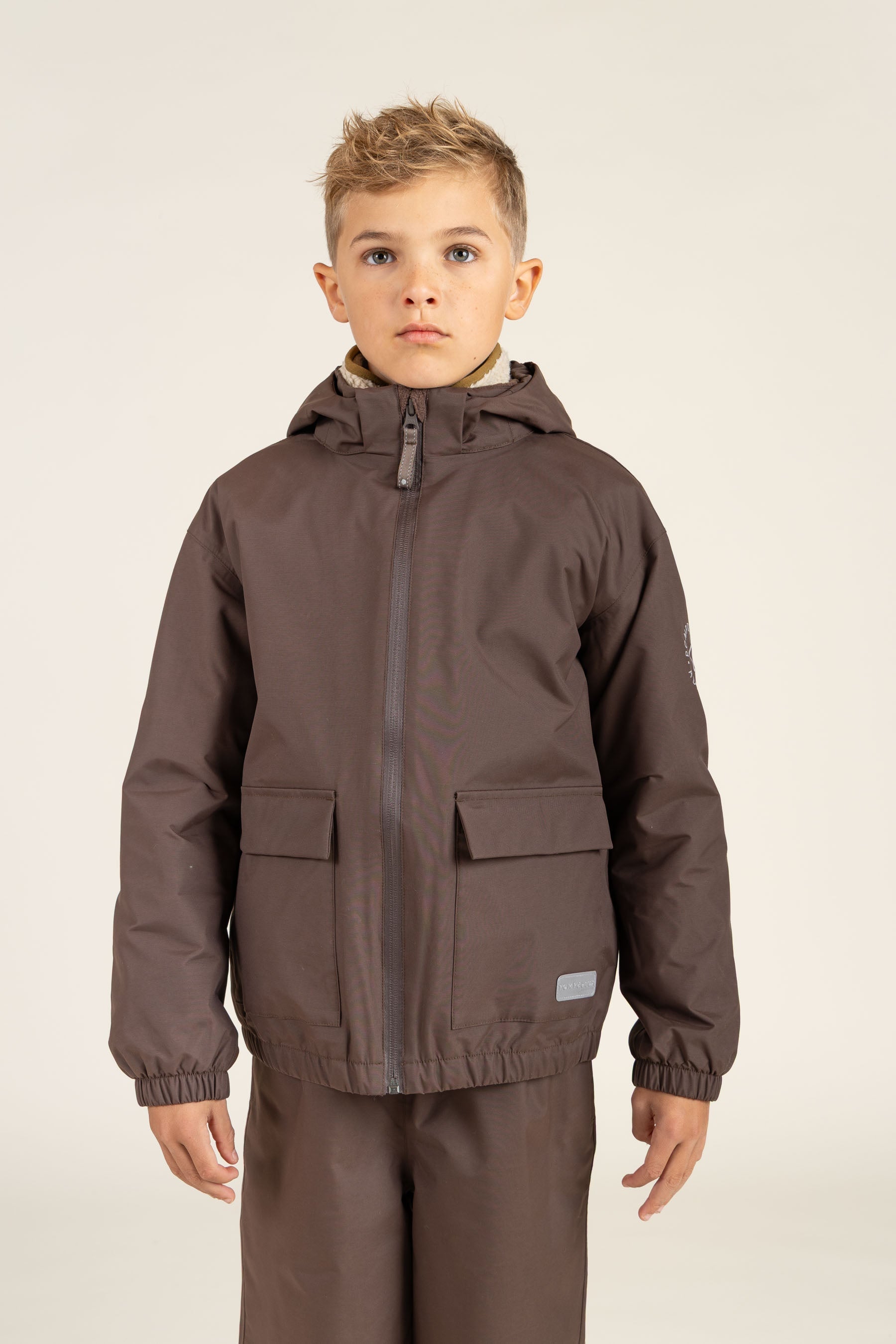 Shell-jas met opgestikte zak - Tween - Chocolate | 100500 Luke