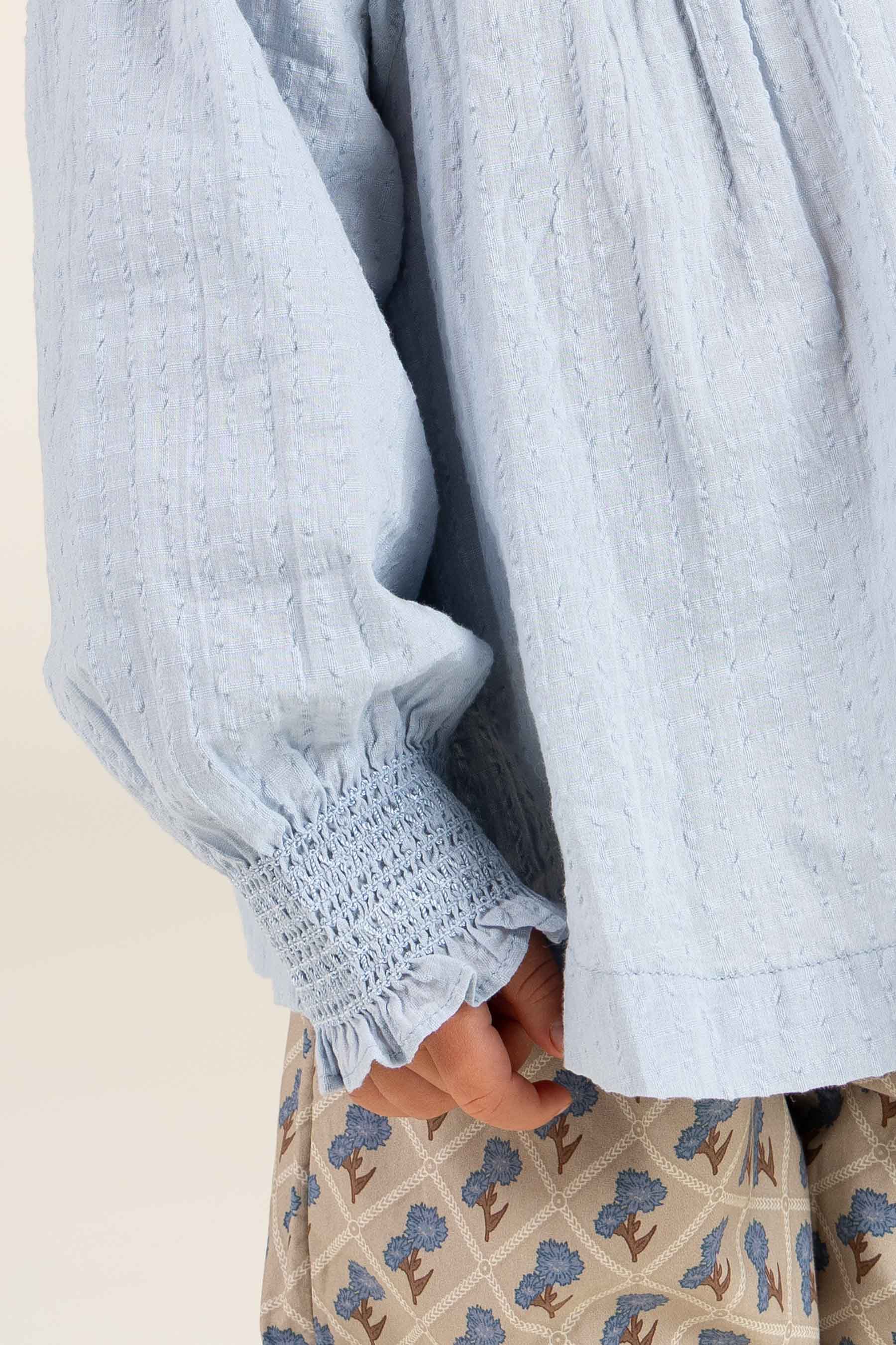 Katoenen blouse met kraag - Kids - Light Blue | 100885 Claire