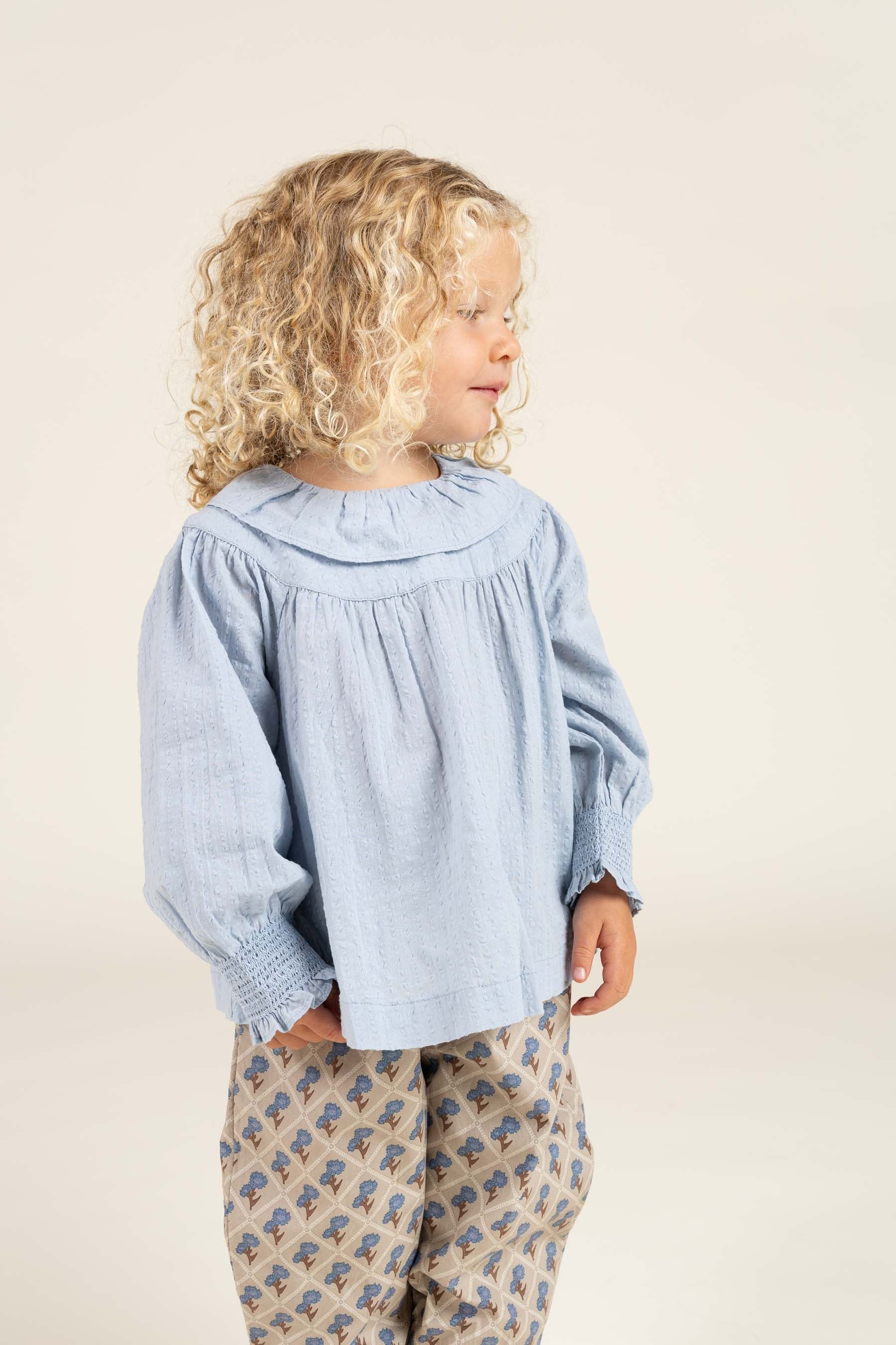 Katoenen blouse met kraag - Kids - Light Blue | 100885 Claire