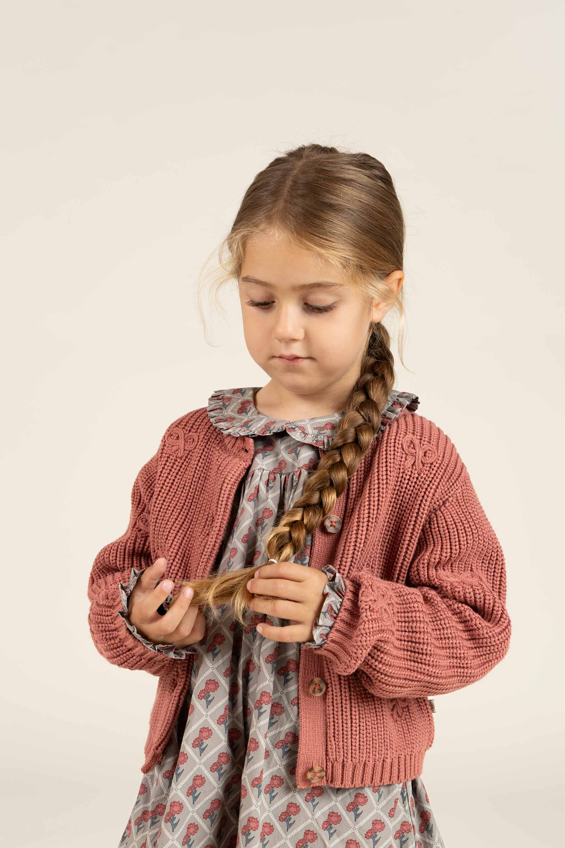 Bedrukte katoenen popeline jurk - Kids - Green w. Vintage Red | 100802 Amine
