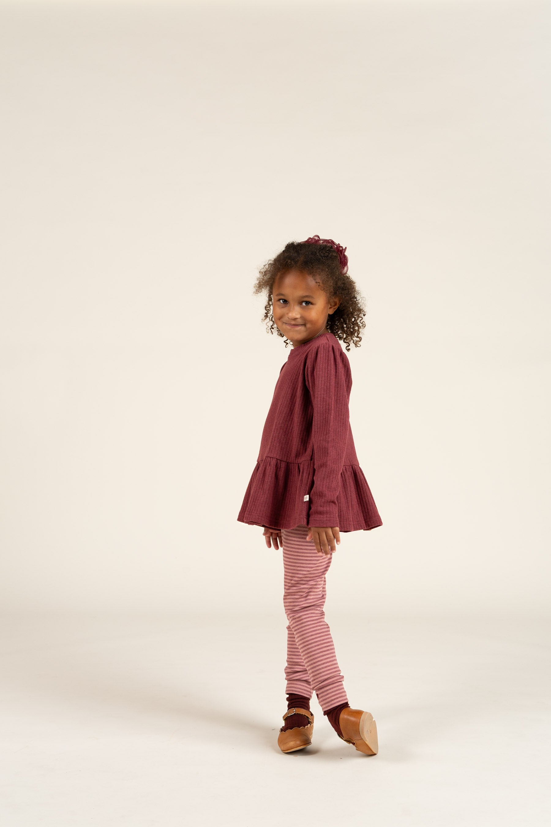 Gestreepte jersey legging - Kids - Rose Stripe | 100654 Elise