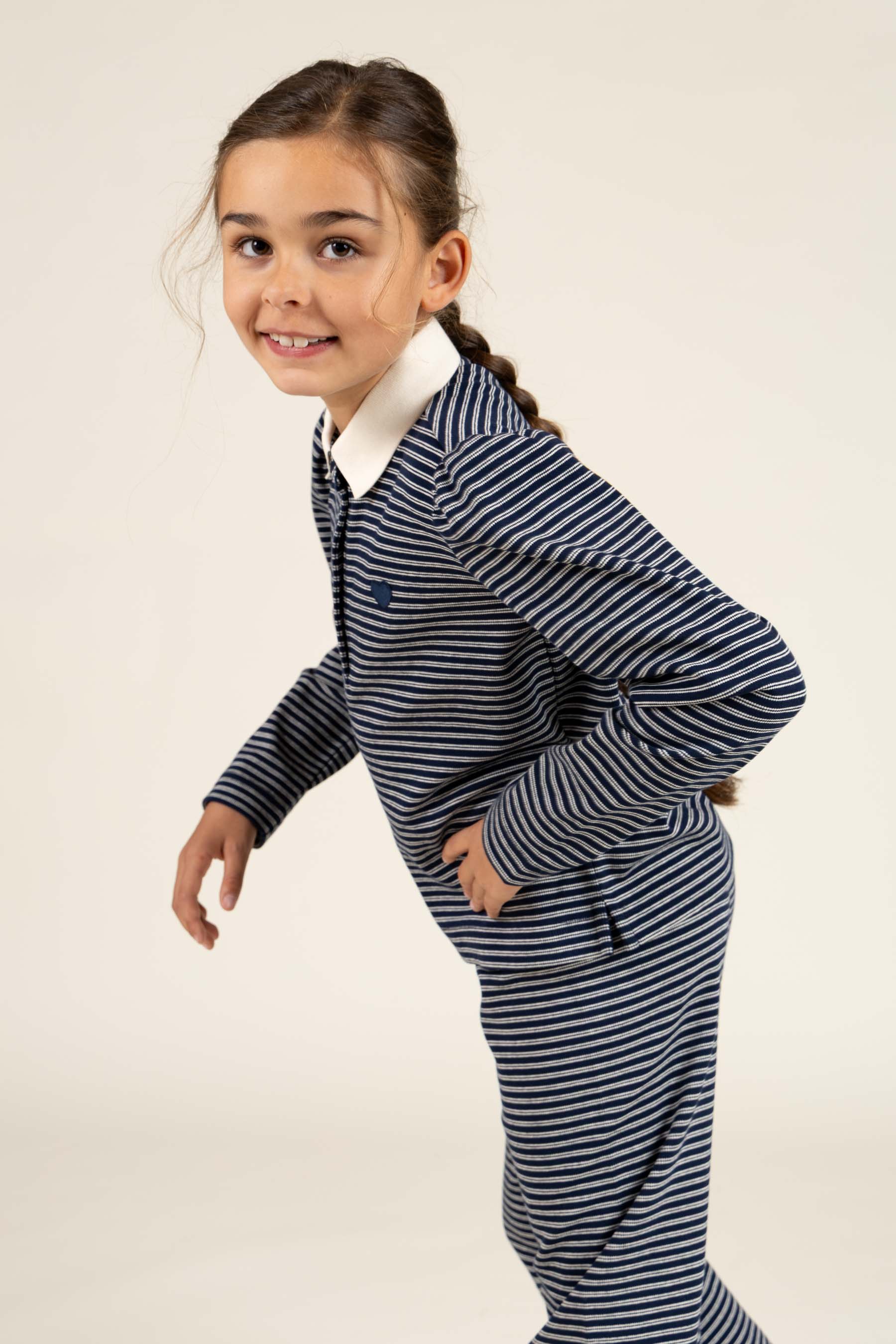Gestreepte jersey broek - Tween - Navy Stripe | 100649 Elise