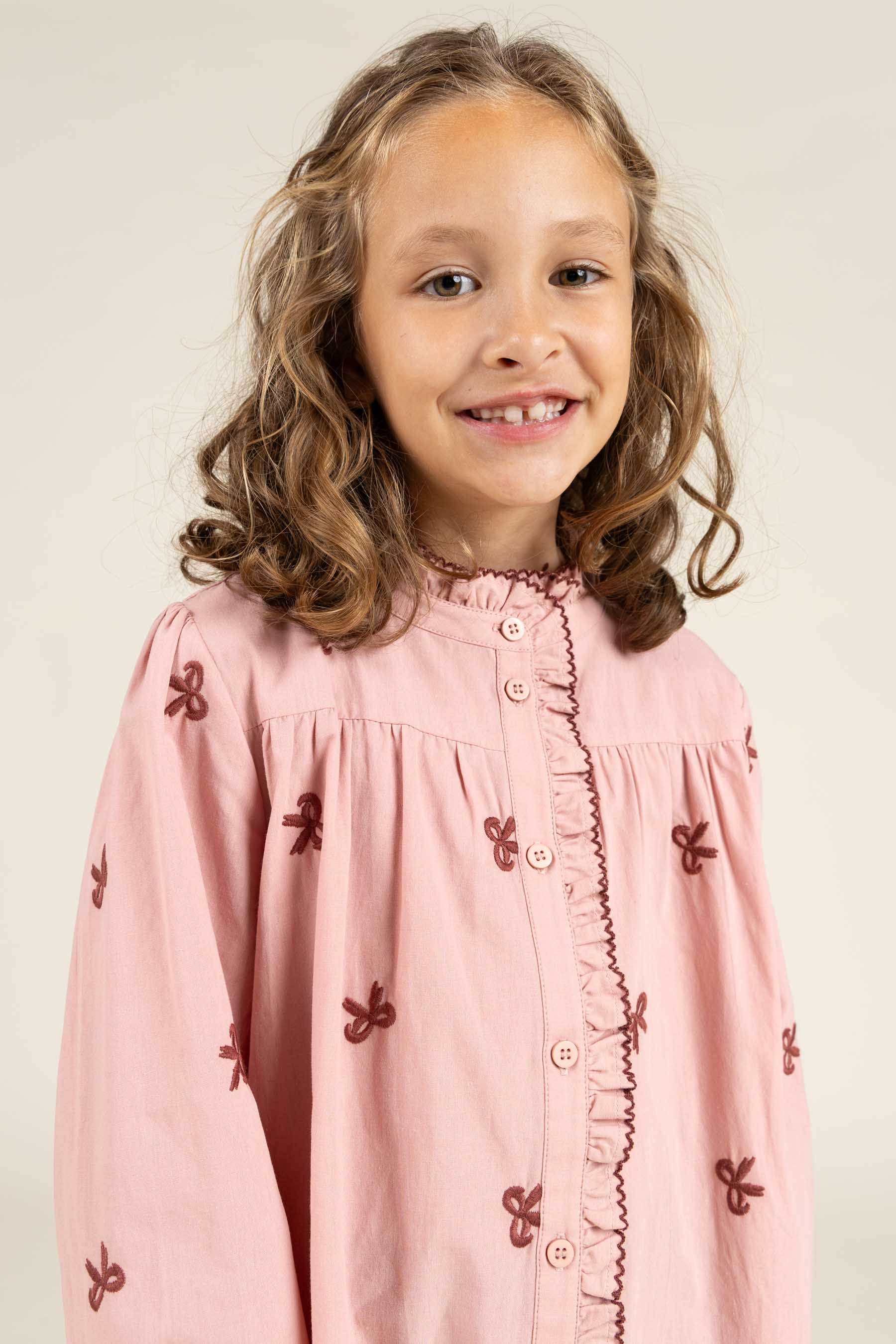 Popeline jurk met borduursel - Tween - Rose | 100682 Adison