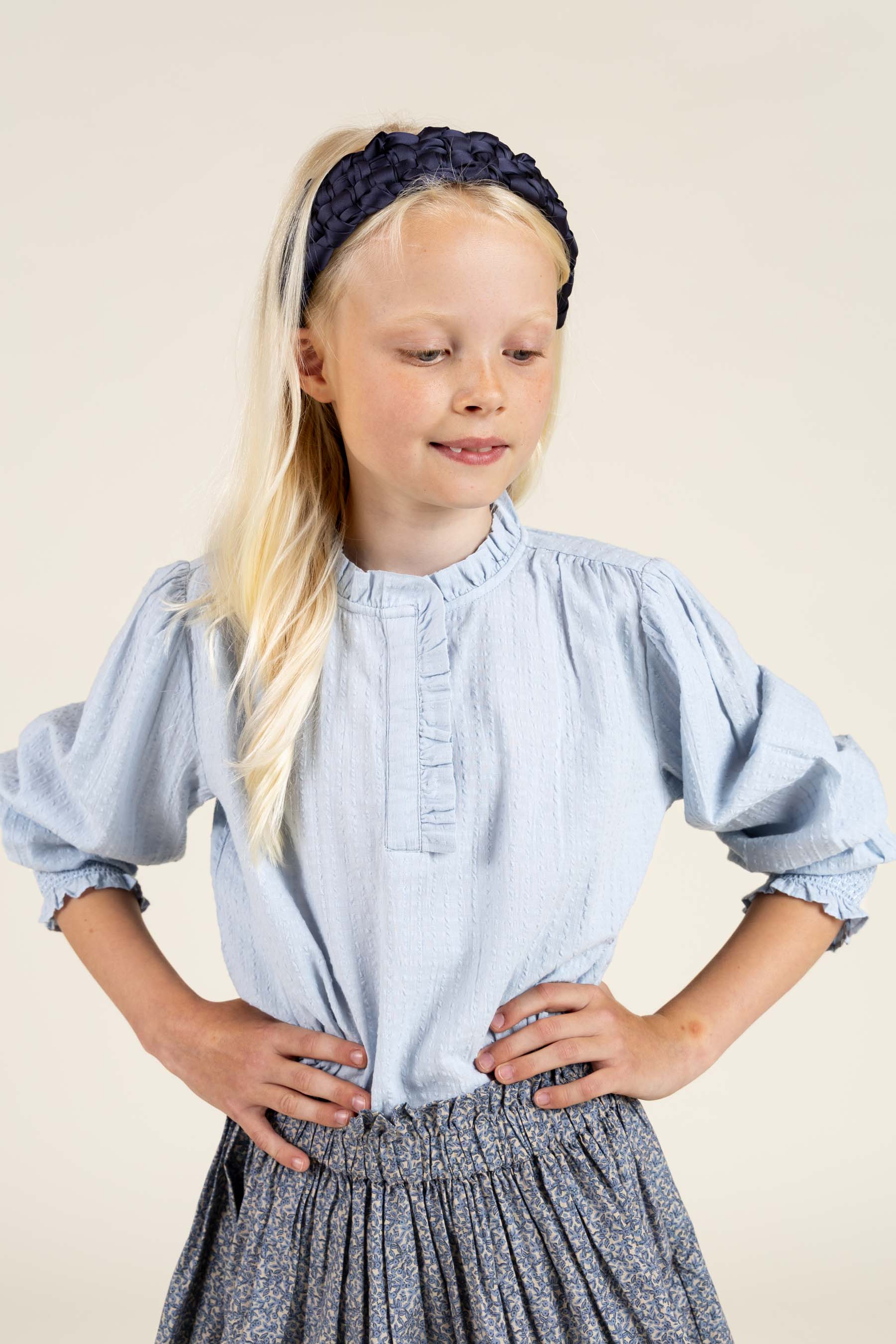Katoenen blouse met klep - Tween - Light Blue | 100882 Claire