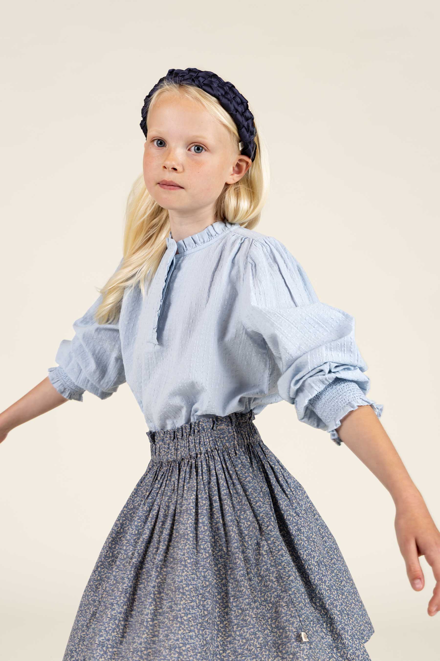 Katoenen blouse met klep - Tween - Light Blue | 100882 Claire