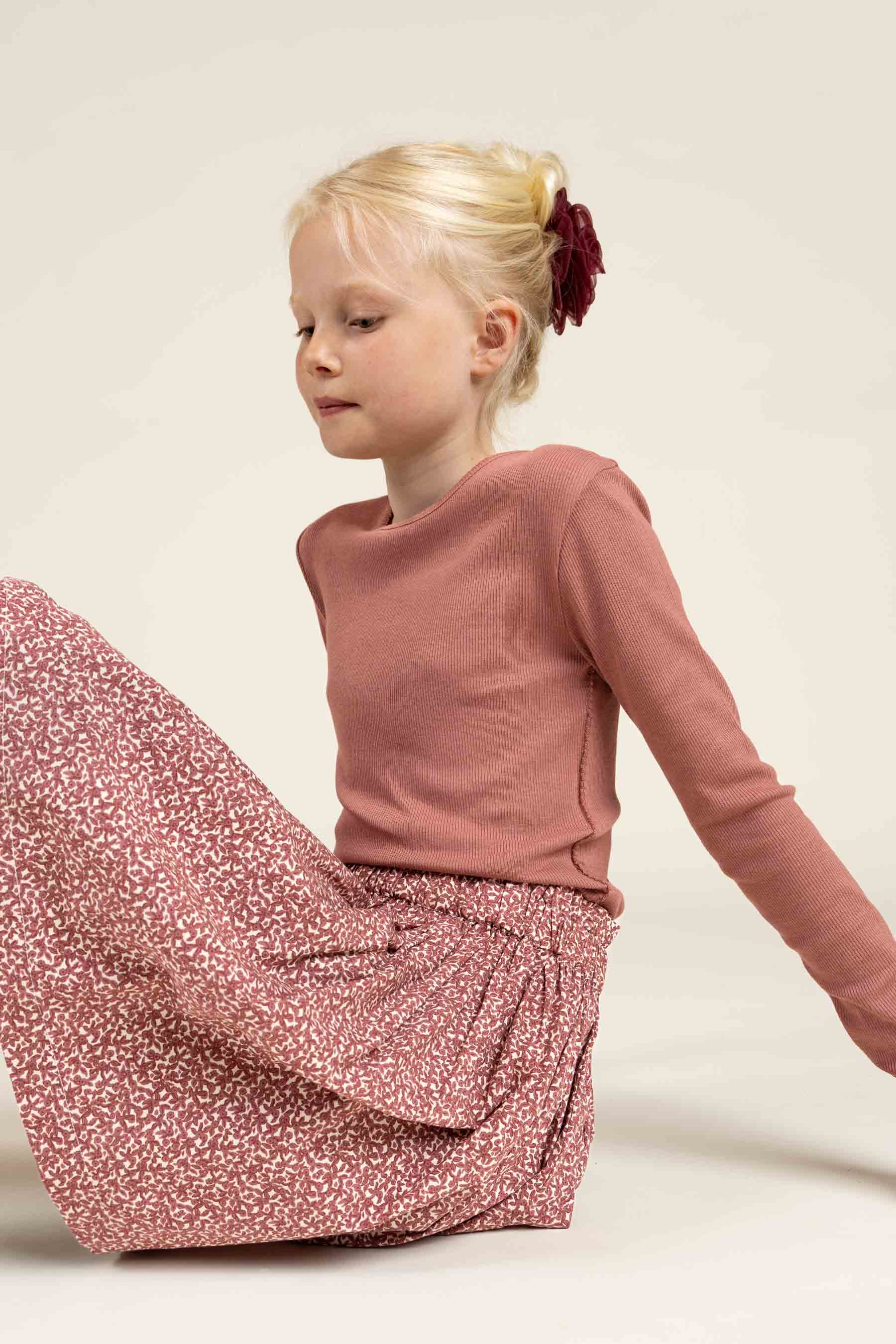Modal Rib T-shirt met lange mouwen en Picot-randje - Tween - Old Rose | 100579 Mia