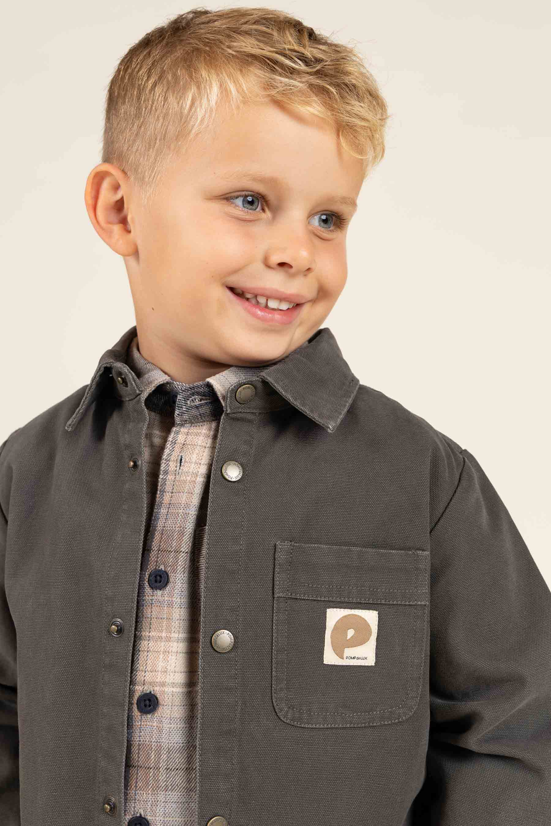 Geruit flanellen overhemd met ribboord - Kids - Brown Navy Check | 100529 Henry
