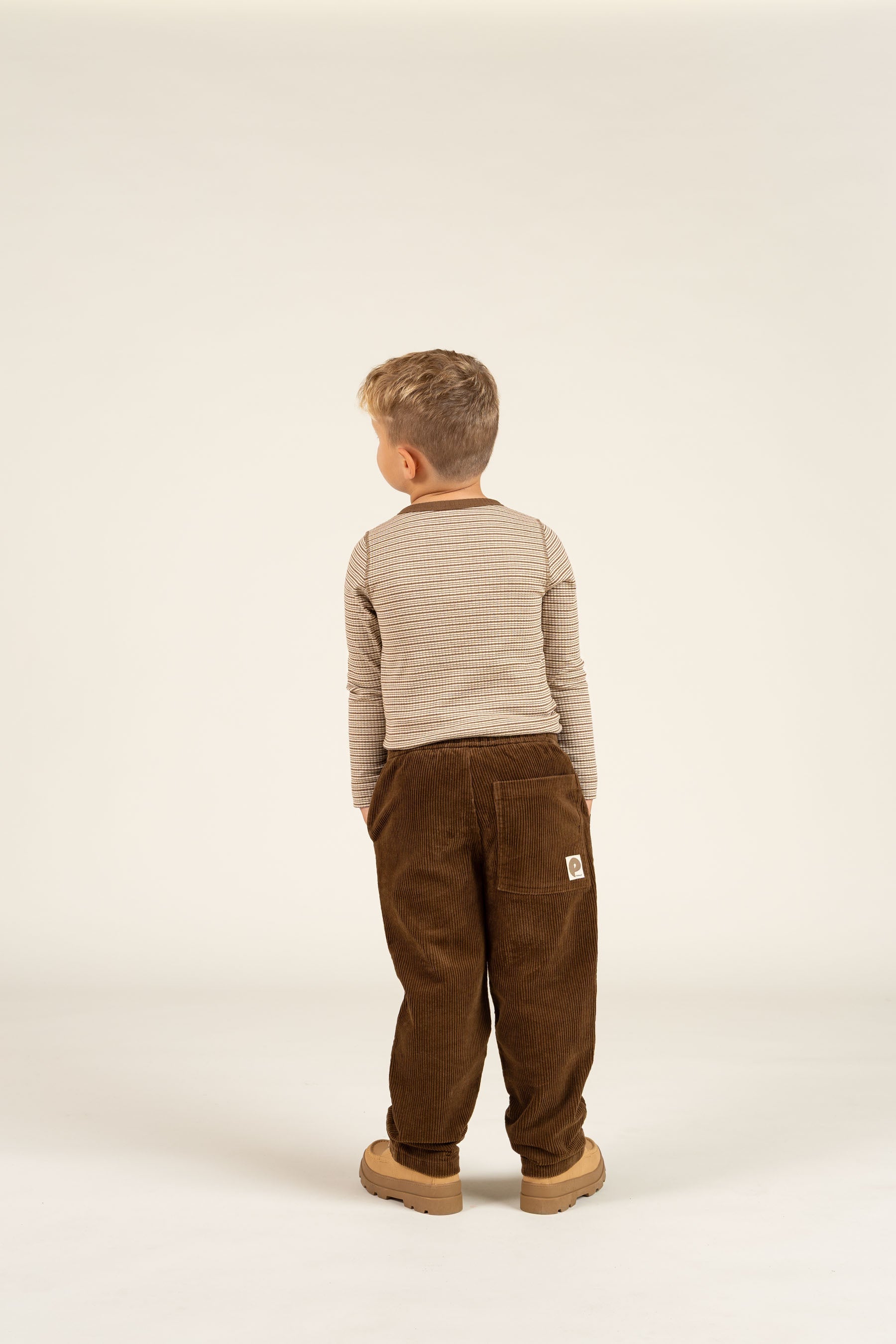 Katoenen rib T-shirt met lange mouwen - Kids - Coffee Stripe | 100564 Manson