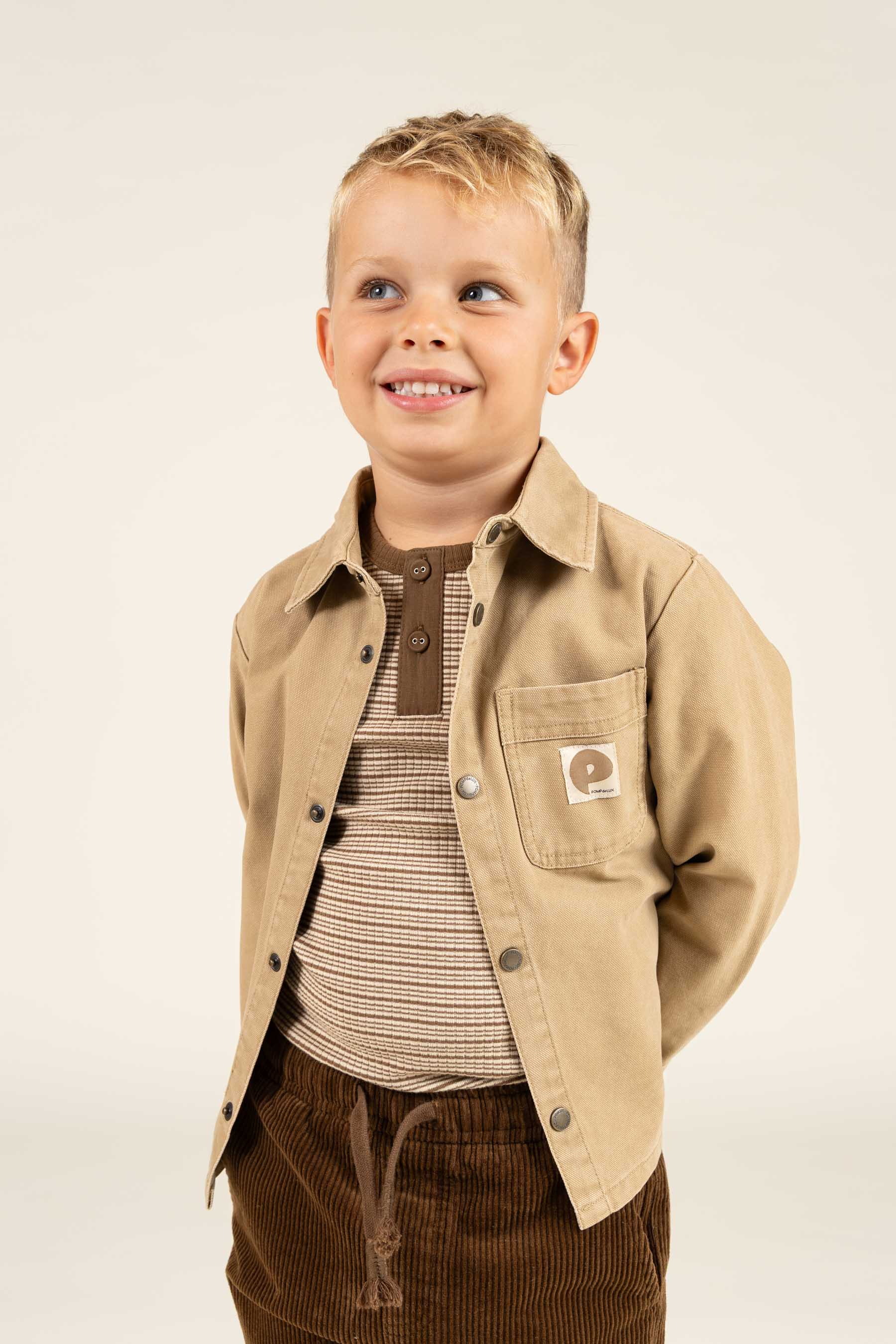 Katoenen rib T-shirt met lange mouwen - Kids - Coffee Stripe | 100564 Manson