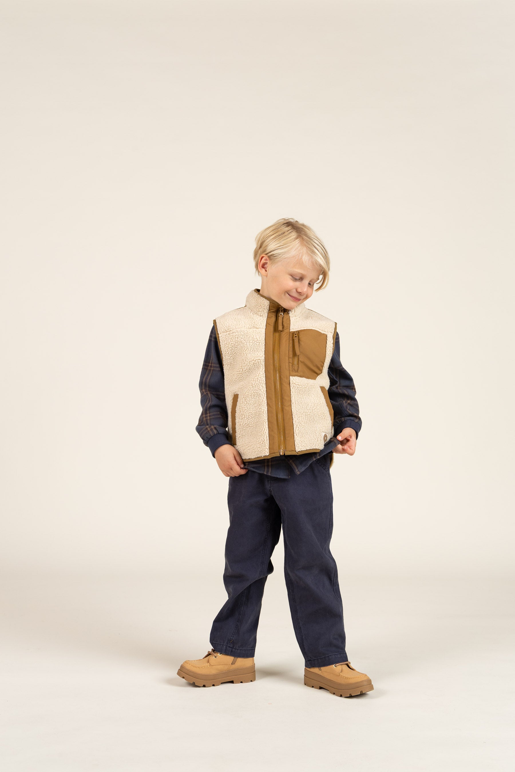 Geruit flanellen overhemd met ribboord - Kids - Navy Check | 100530 Henry