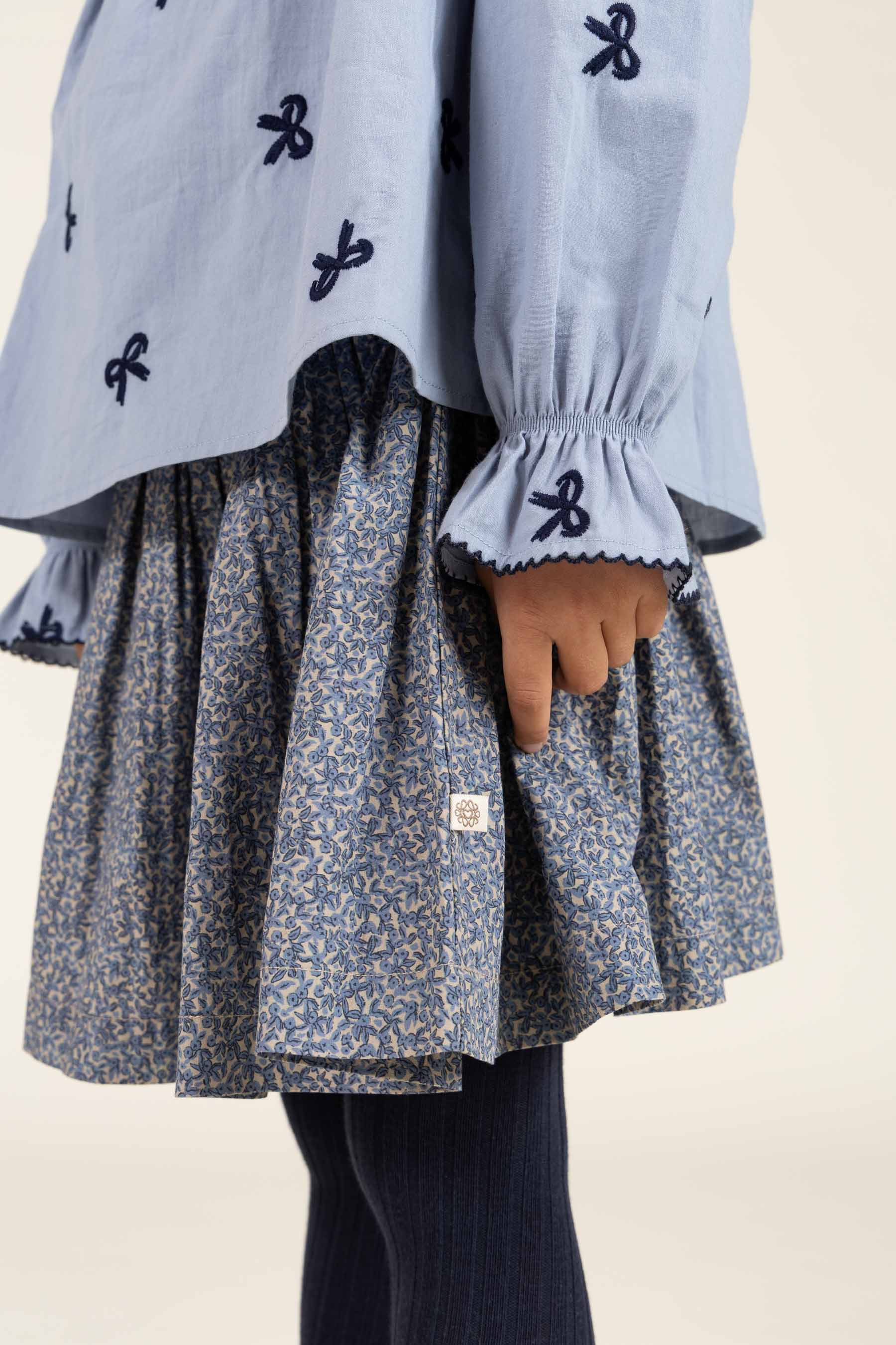 Bedrukte katoenen popeline rok - Kids - Blue | 100794 Allie