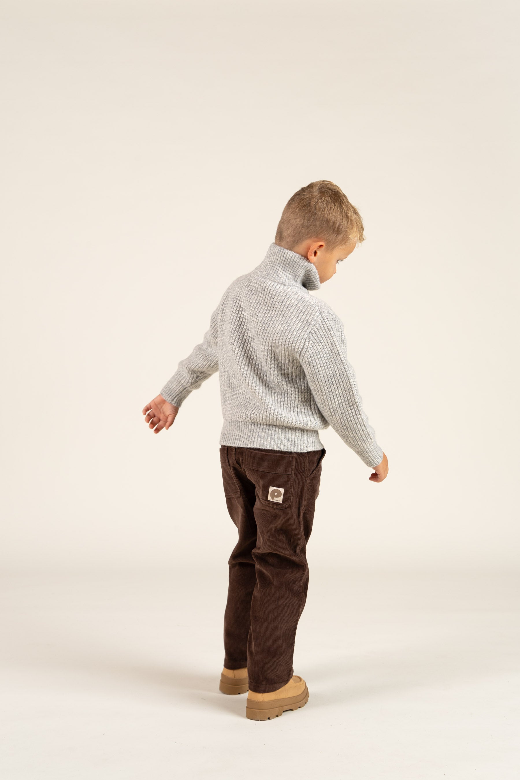 Trui van wolmix met halve rits - Kids - Grey Melange | 100752 Adam